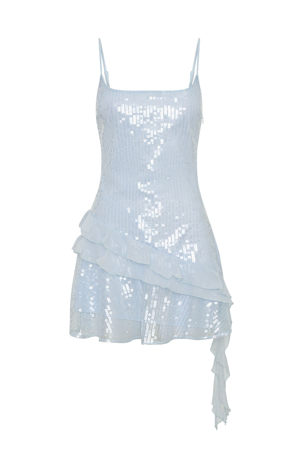 White Fox Supernova Sequin Mini Dress Ice Blue