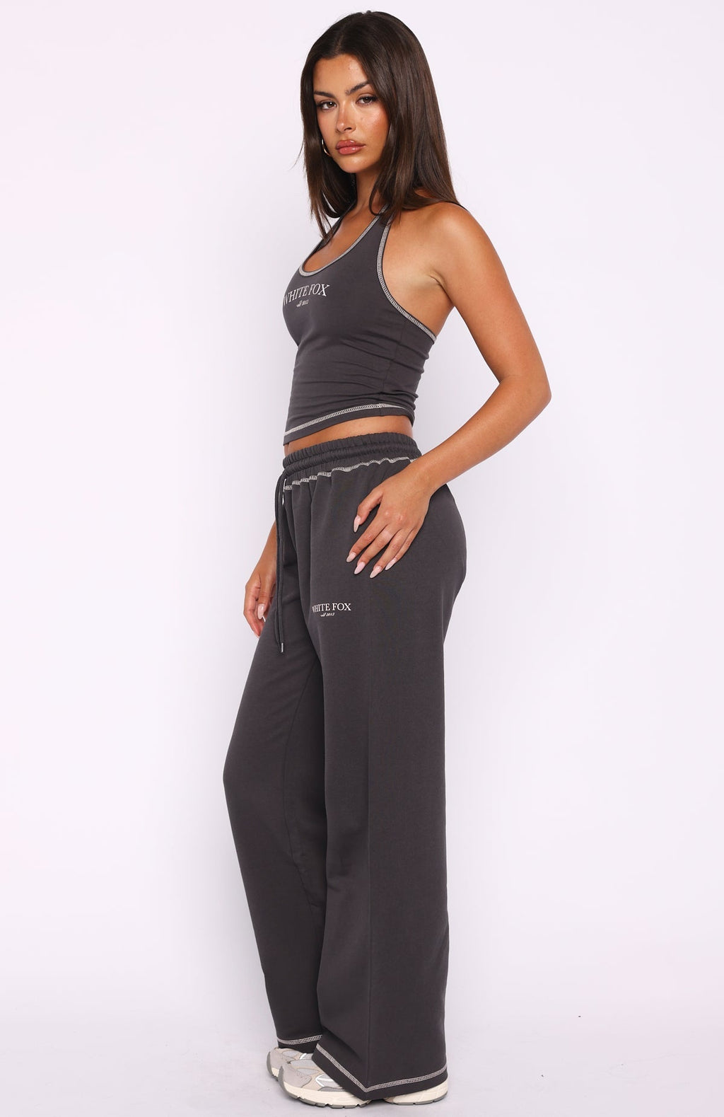 White Fox Chill In Style Track Pants Charcoal