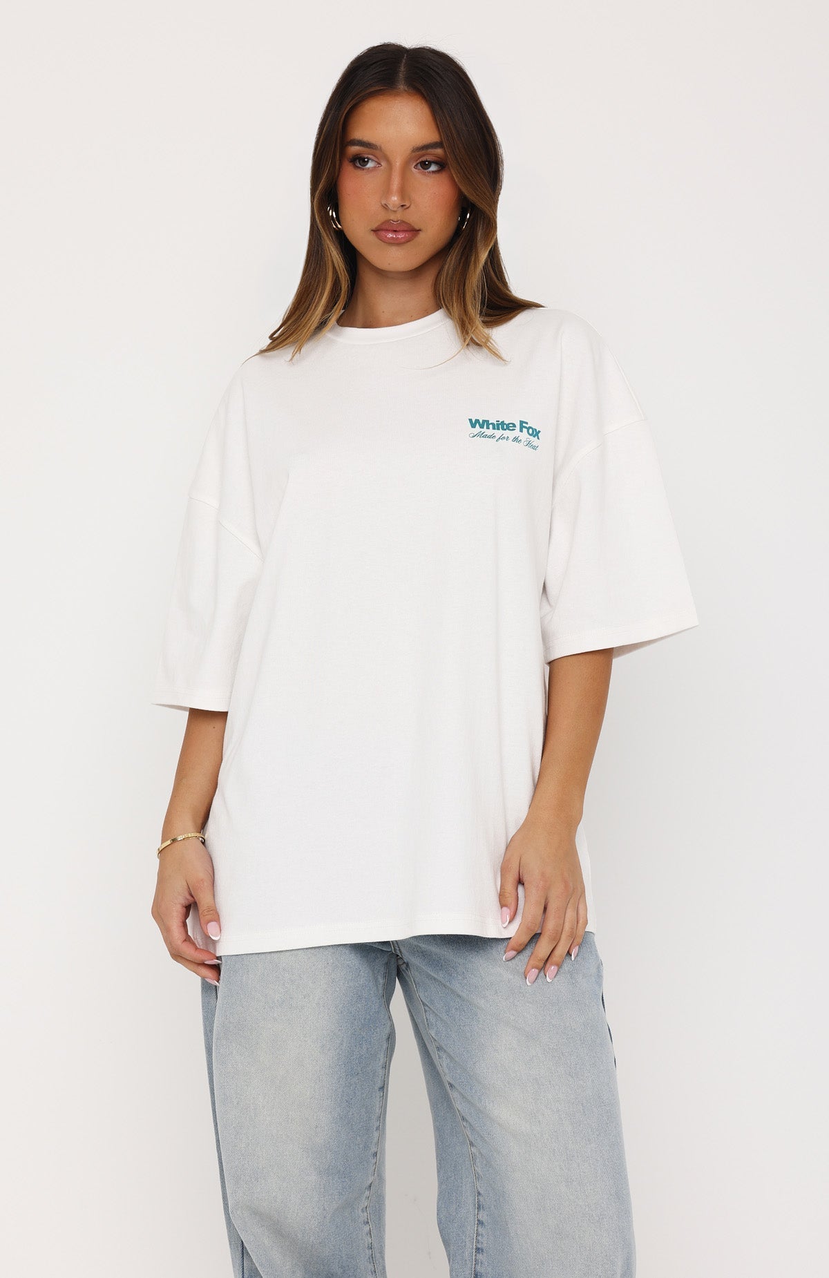 White Fox Made For The Heat Oversized Tee White