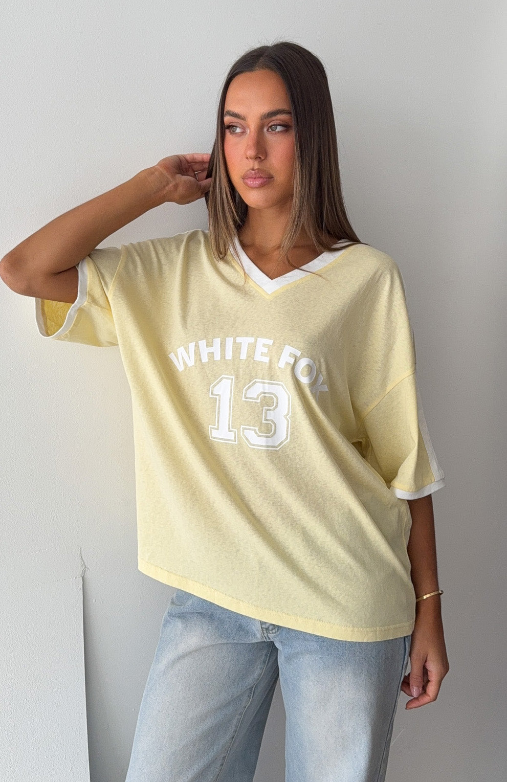 White Fox Sweet Vibe Oversized Sports Tee Lemon