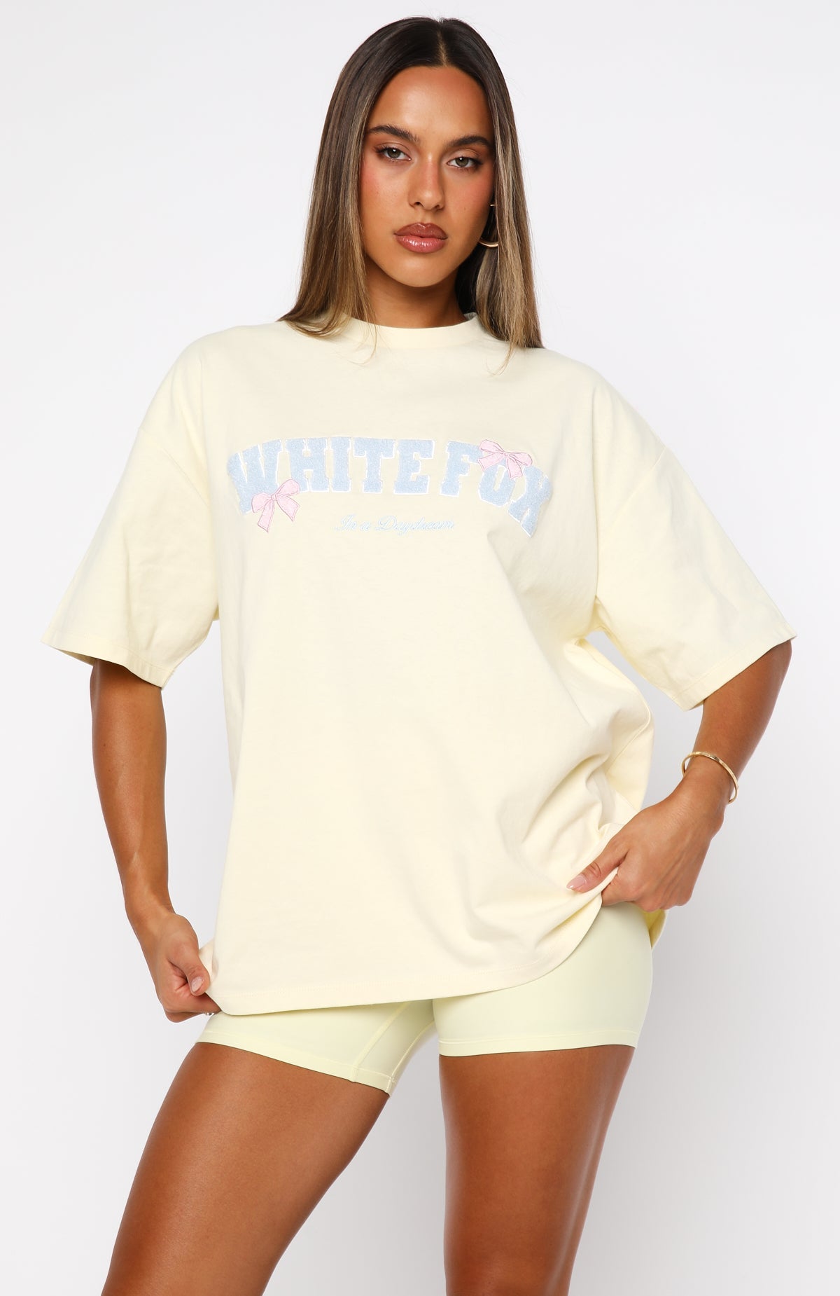 White Fox Daydreamers Madeline Oversized Tee Lemon