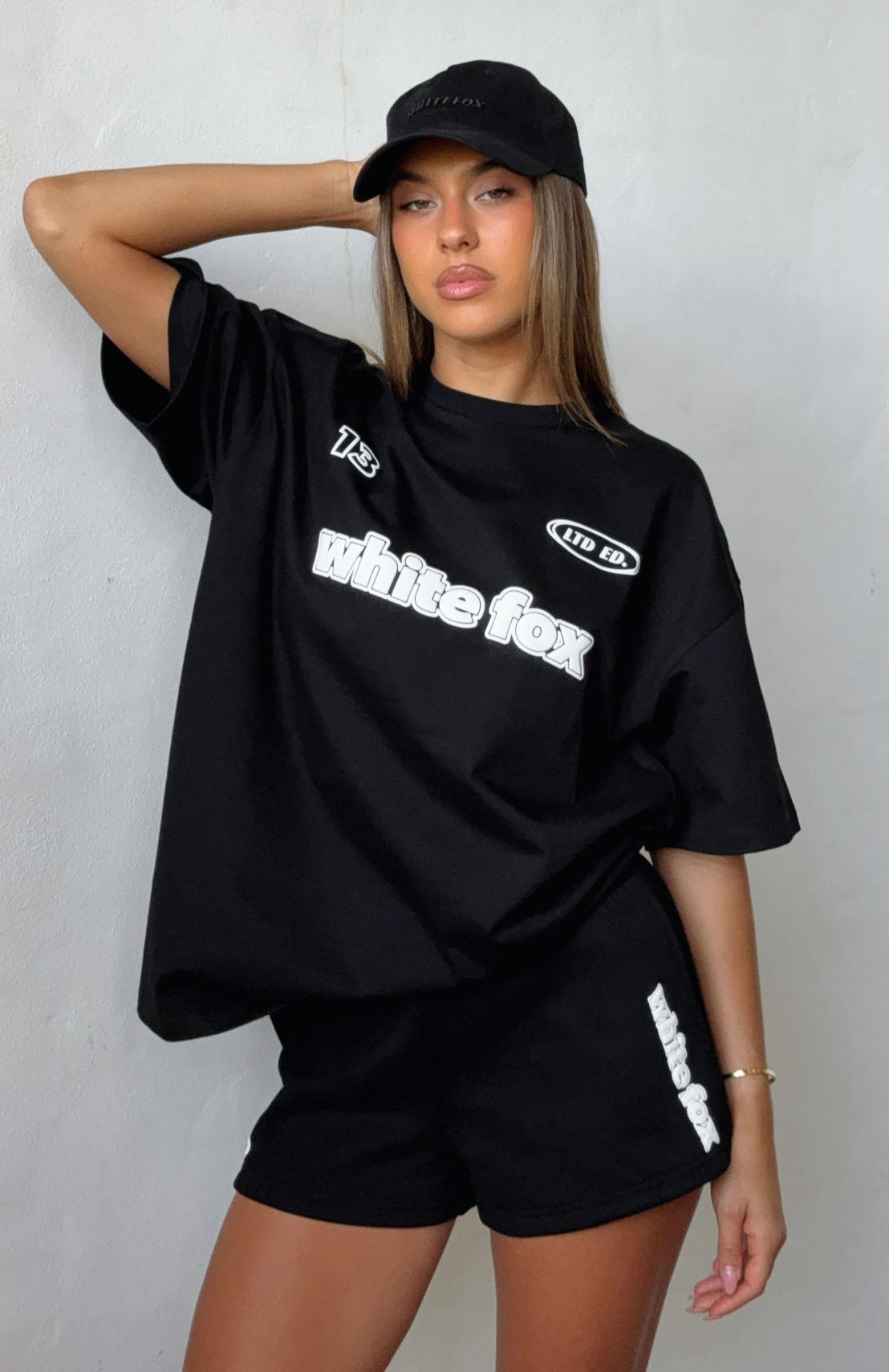 White Fox Ready To Go Oversized Tee Black