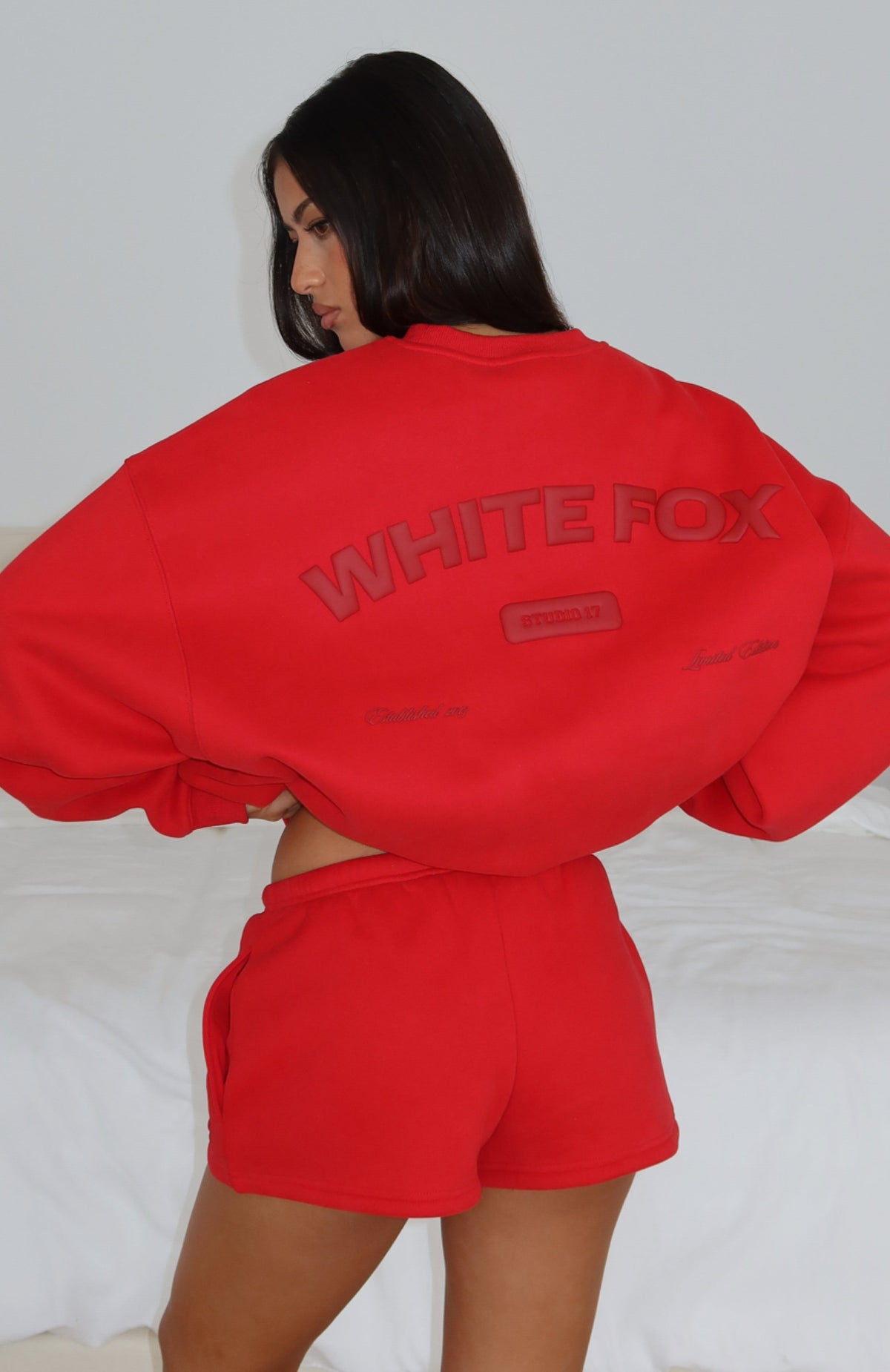 White Fox Studio 17 Raven Oversized Drop Shoulder Sweater Red