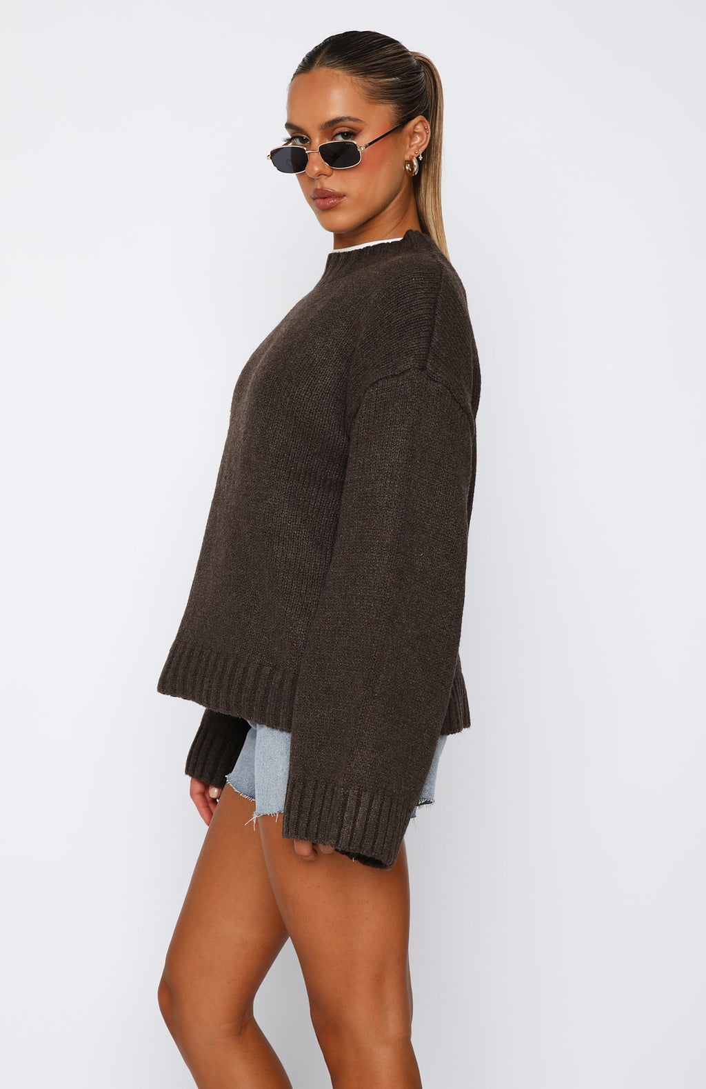 White Fox Winter's Chill Knit Sweater Chocolate