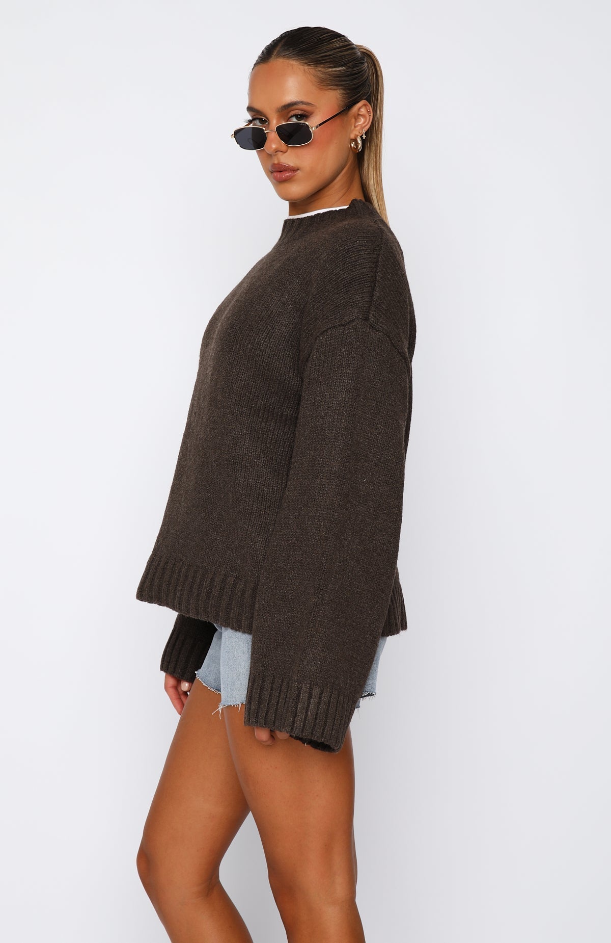 White Fox Winter's Chill Knit Sweater Chocolate