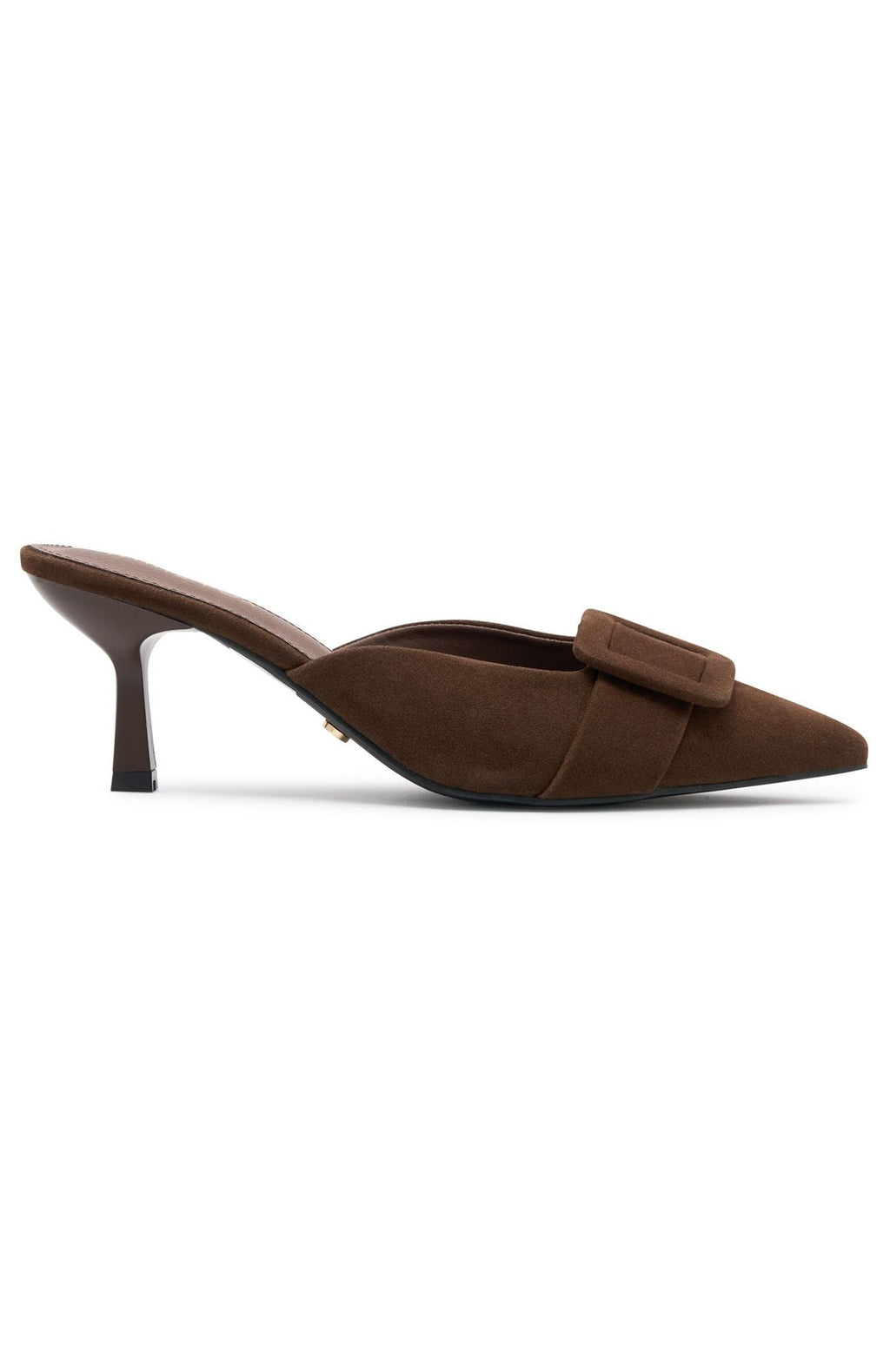 White Fox Domino Heels Chocolate Faux Suede