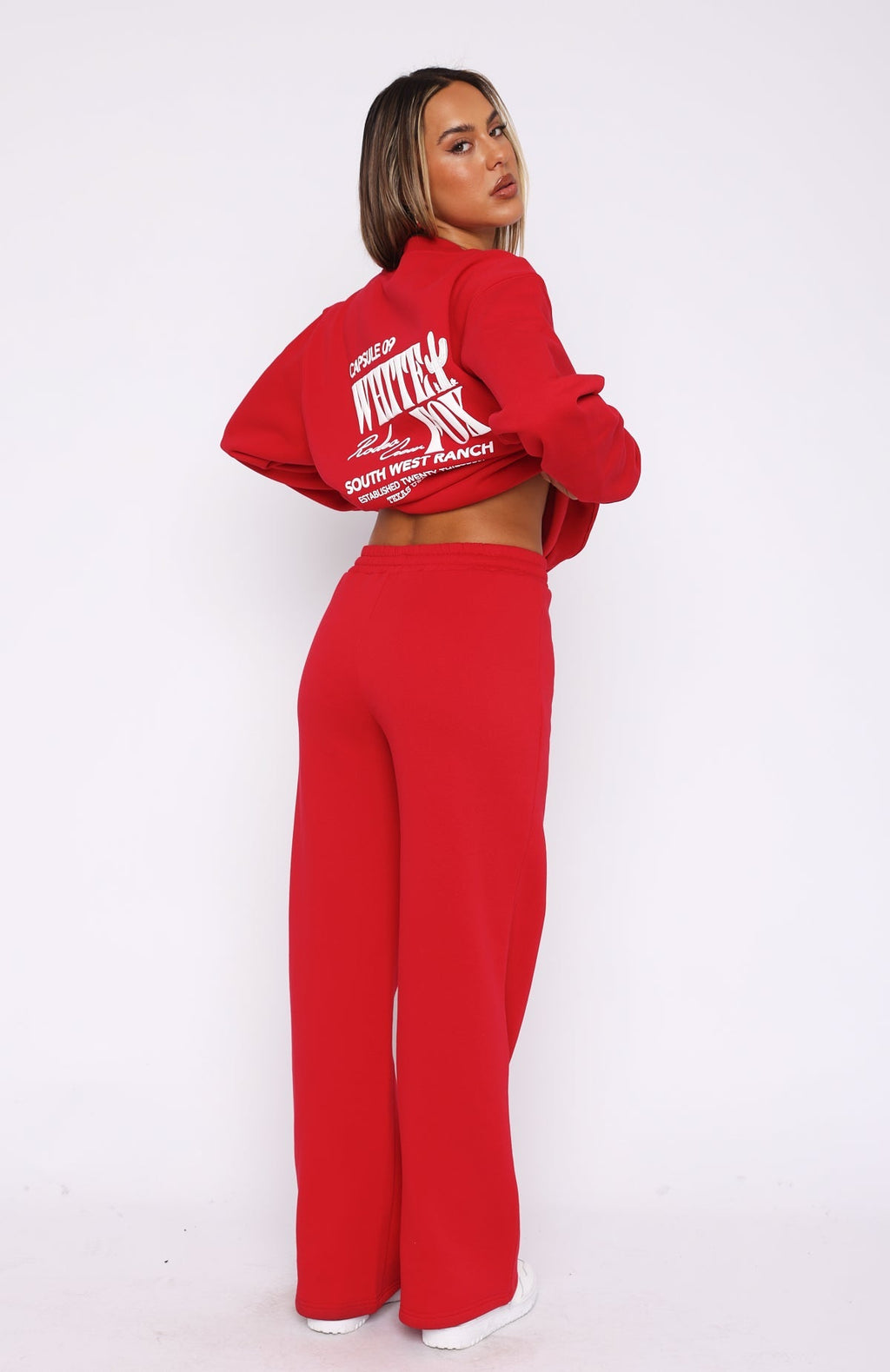 White Fox Capsule 9 Rodeo Crew Wide Leg Sweatpants Red