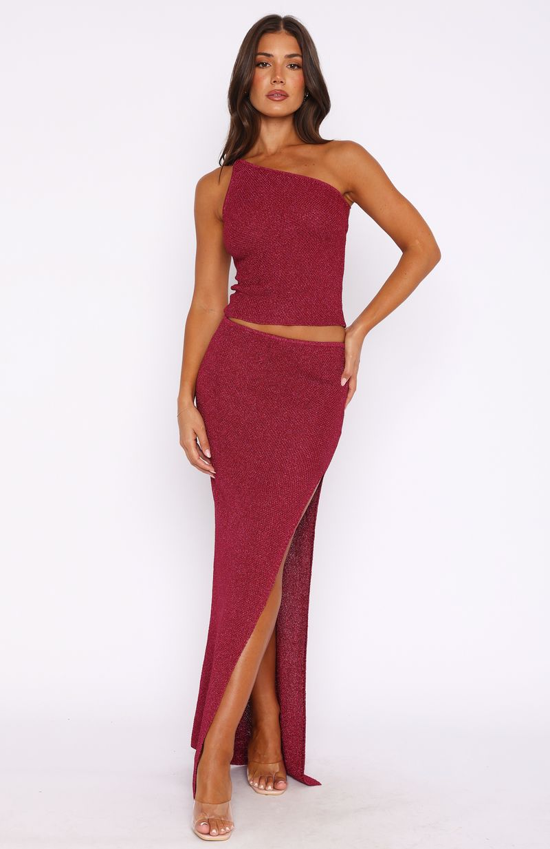 White Fox I'm Into You Knit Maxi Skirt Dragon Fruit