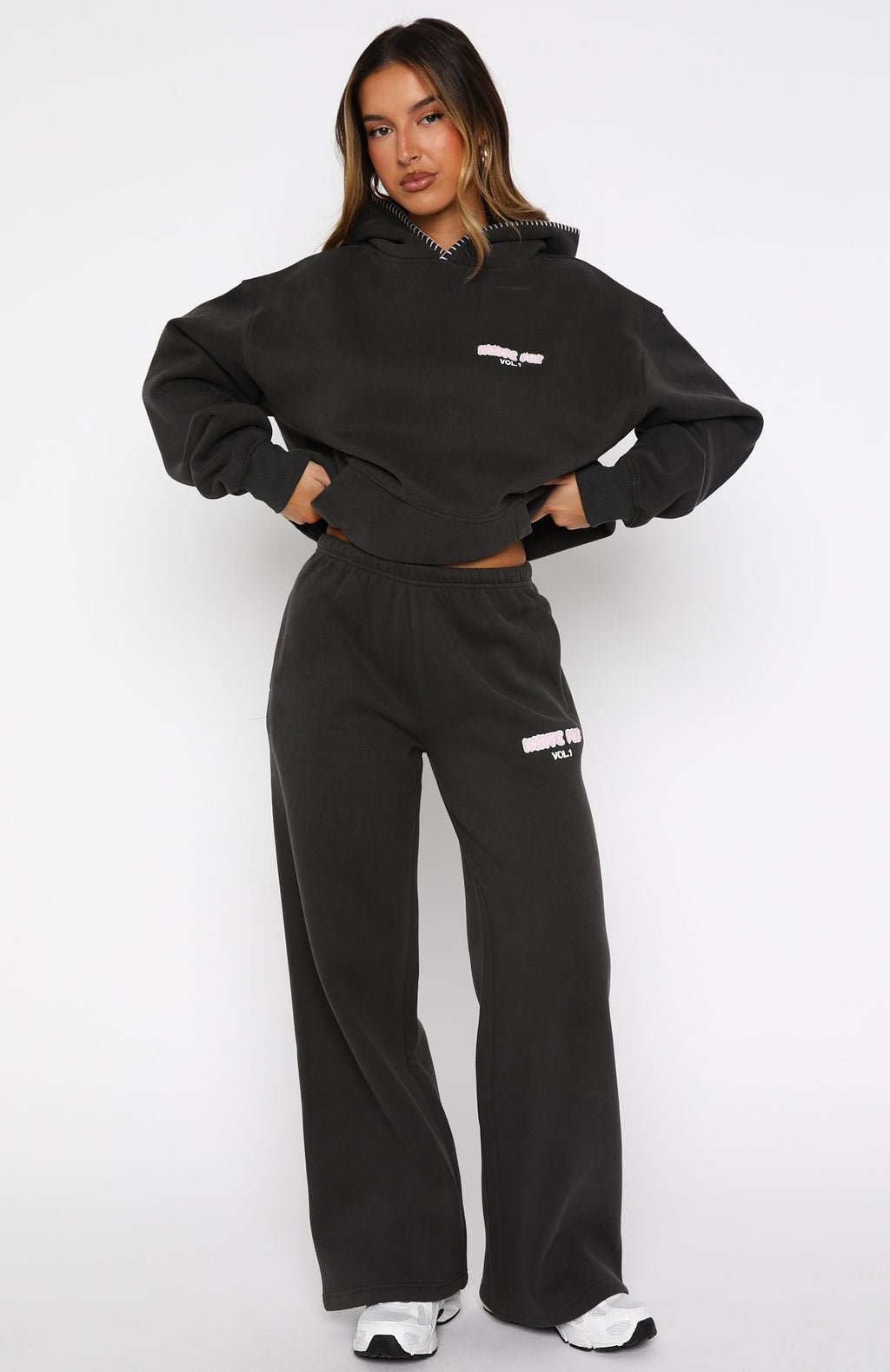White Fox Vol. 1 Wide Leg Sweatpants Charcoal