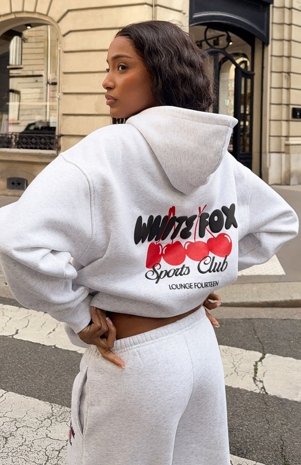 White Fox Club 14 Cassie Boxy Hoodie Grey Marle