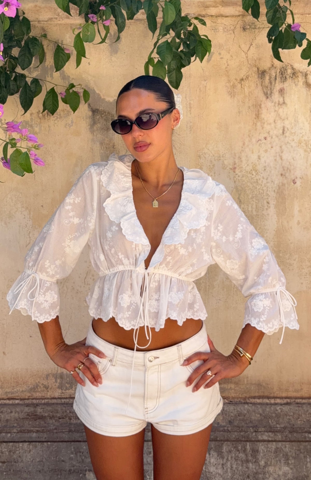 White Fox Twinkling Stars 3/4 Top Off White