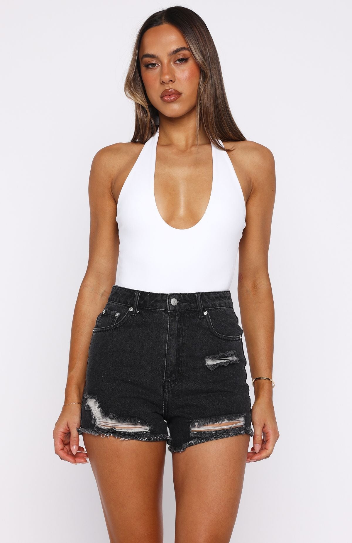 White Fox What Are We Denim Shorts Vintage Black Wash