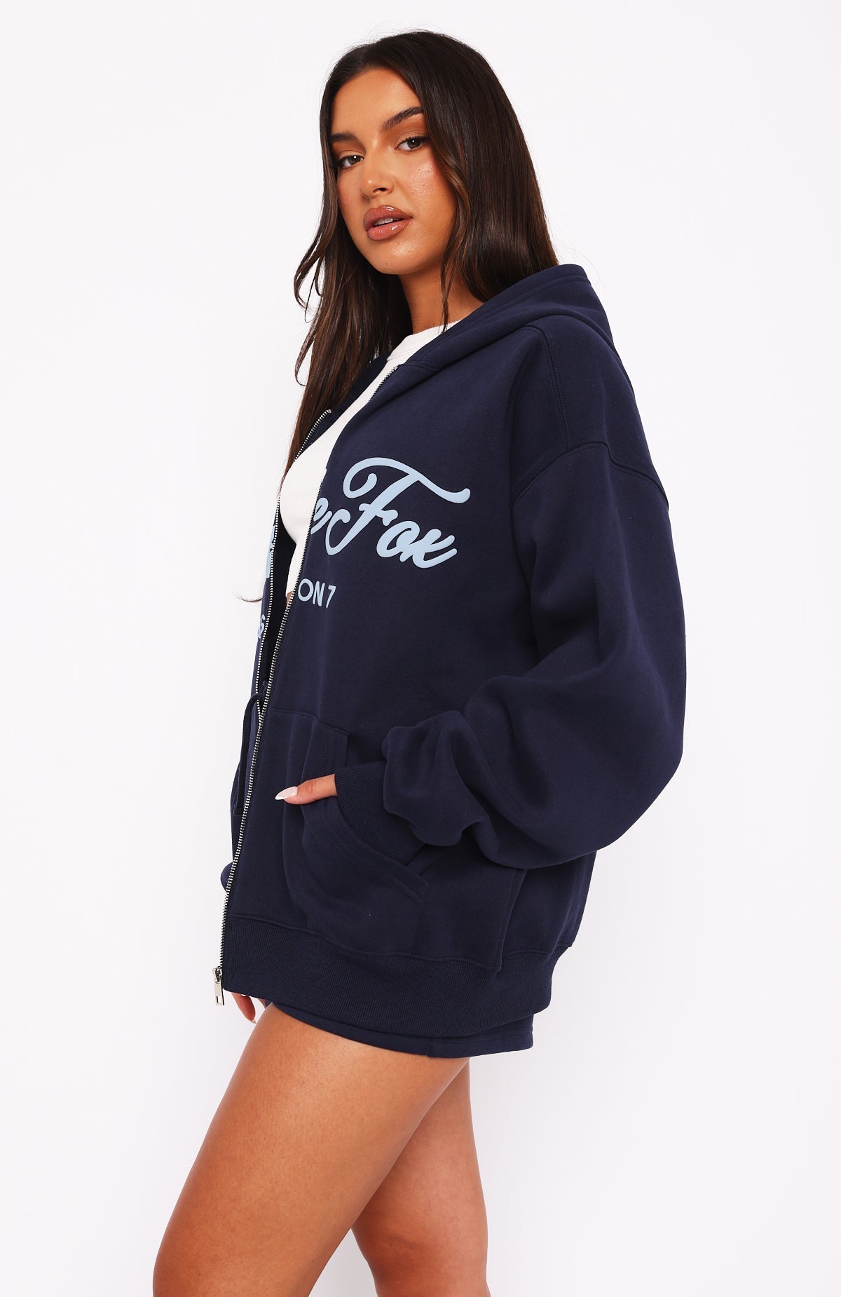 White Fox Season 7 Zip Front Hoodie Deep Sea
