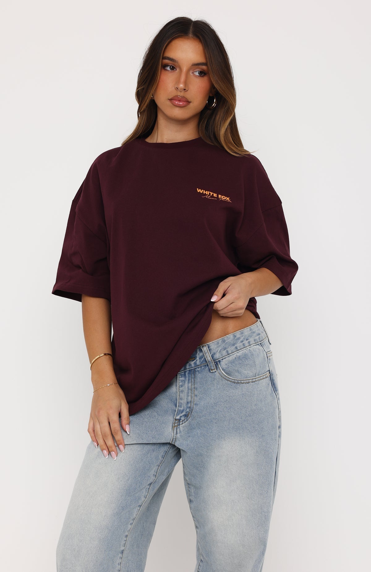 White Fox Give It Time Oversized Tee Plum