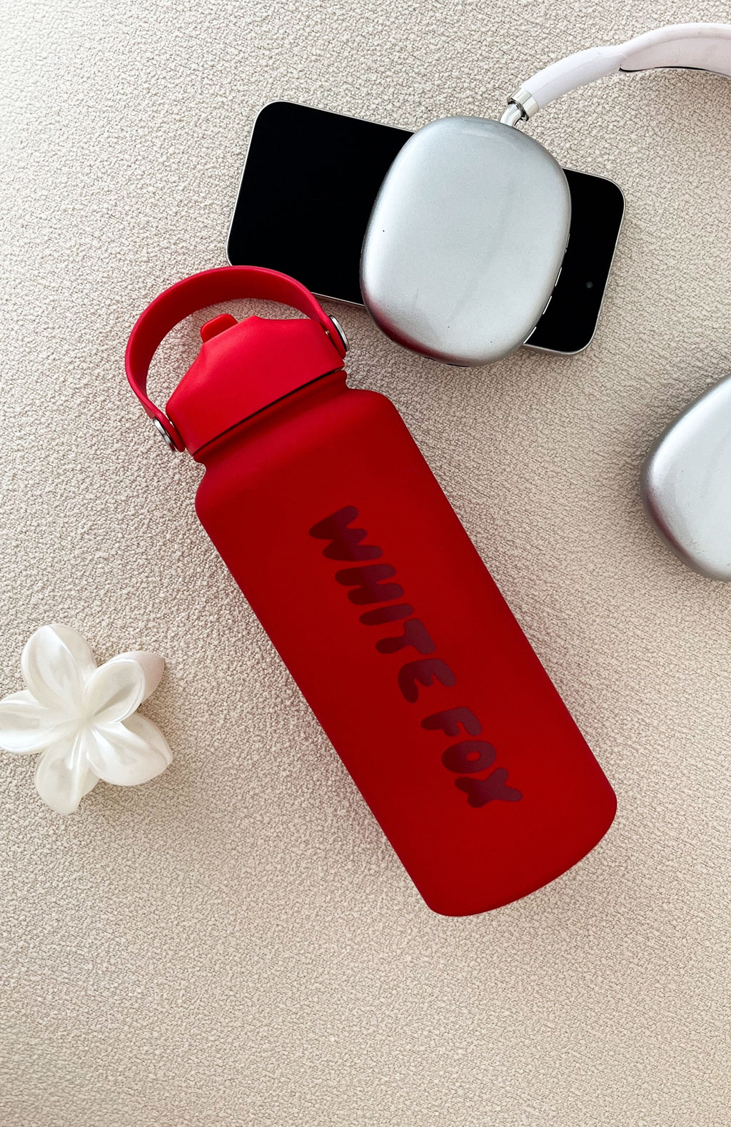 White Fox Staying Hydrated 1L Drink Bottle Red