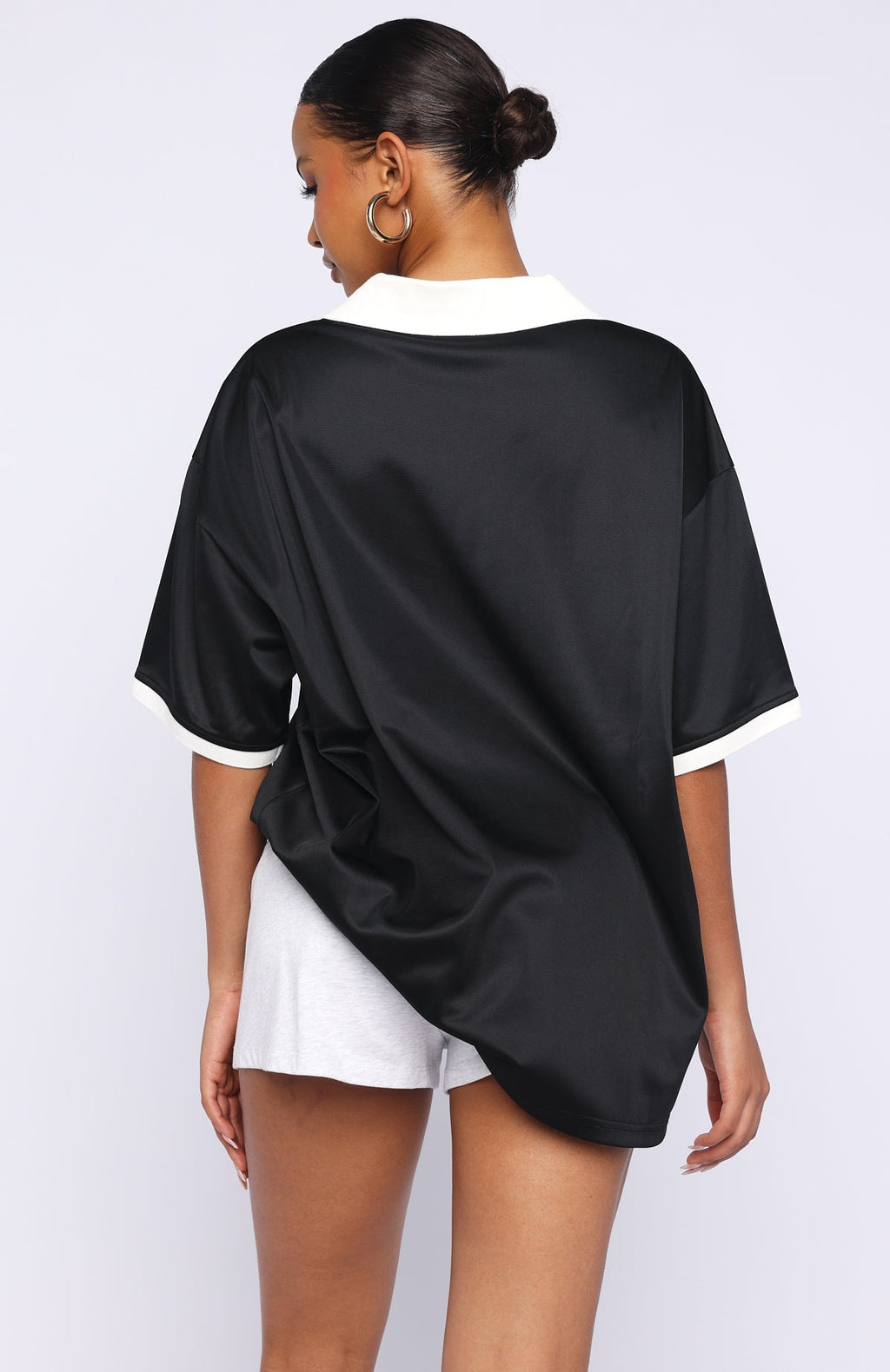 White Fox Stolen Glances Oversized Jersey Black
