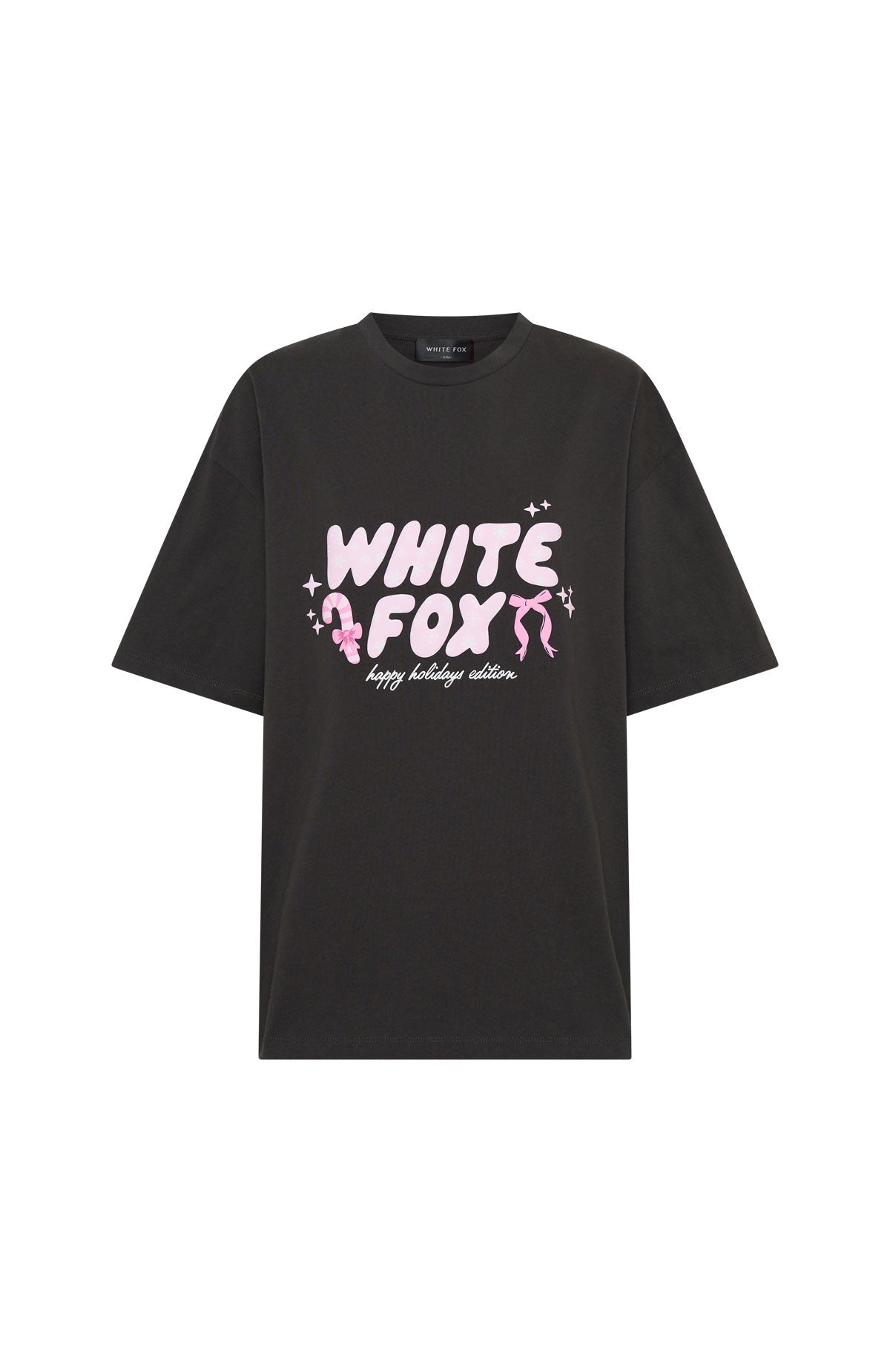 White Fox Christmas Feeling Oversized Tee Charcoal