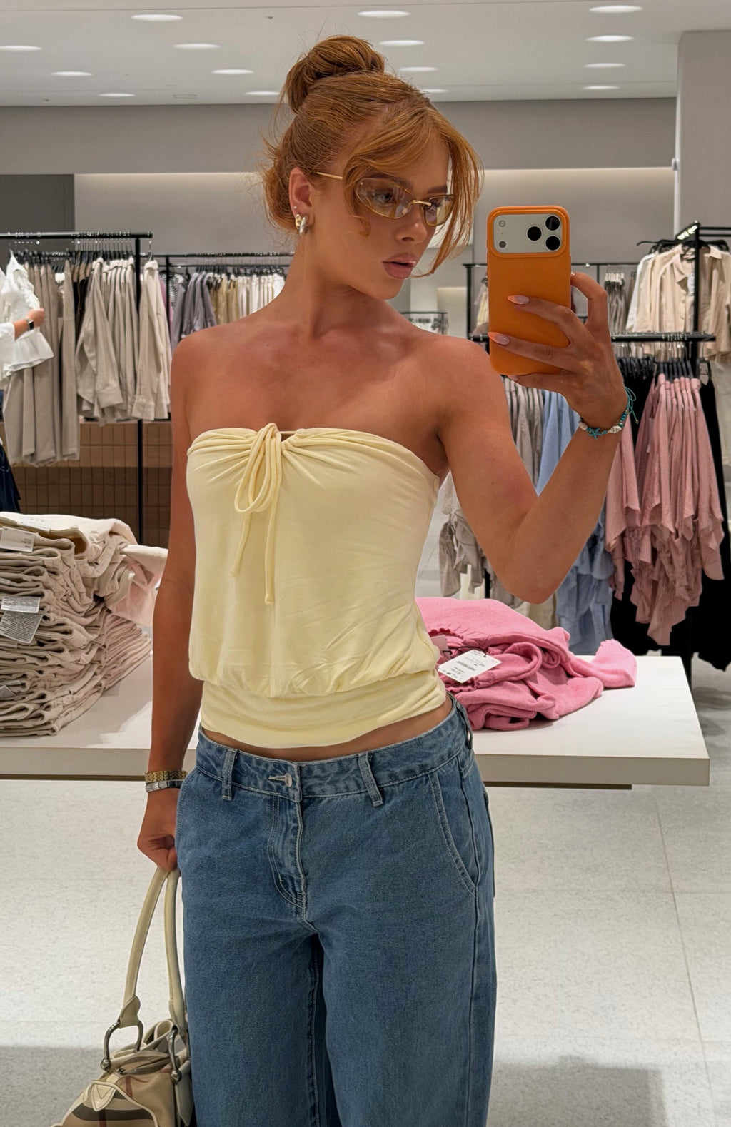White Fox Call Me Maybe Strapless Top Butter