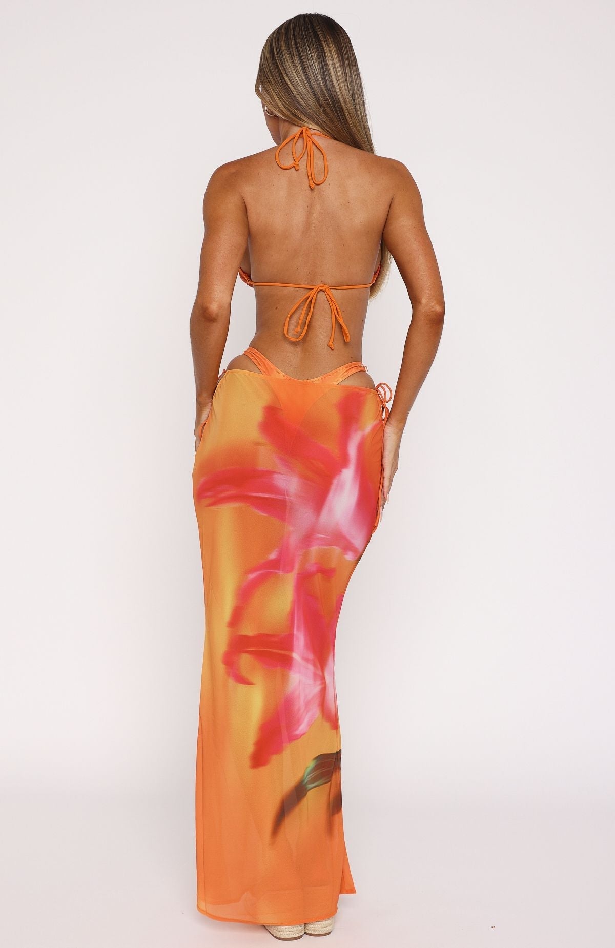 White Fox Luminous Maxi Skirt Sunset Floral