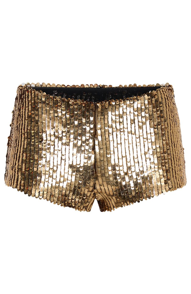 White Fox Bold Moves Sequin Shorts Gold