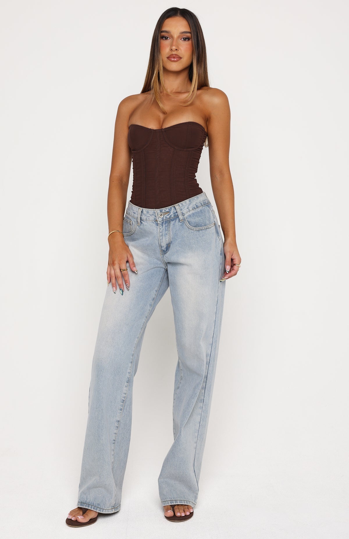 White Fox Pinky Promise Strapless Bustier Chocolate