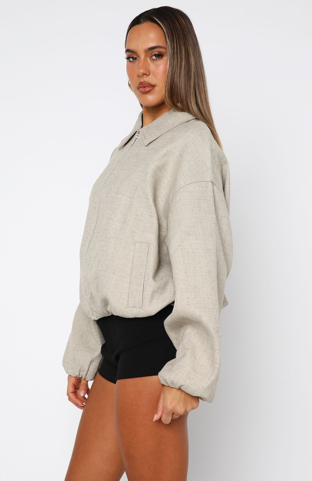 White Fox Go Ghost Bomber Jacket Sandshell