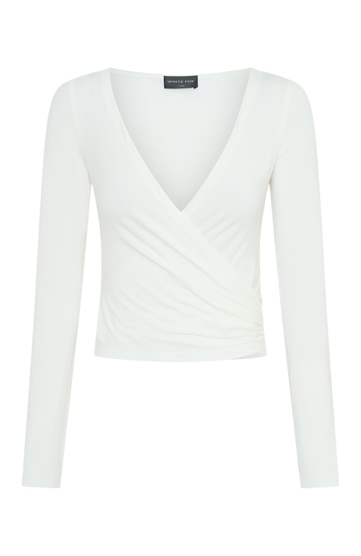 White Fox Staying Cute Long Sleeve Wrap Top Cream