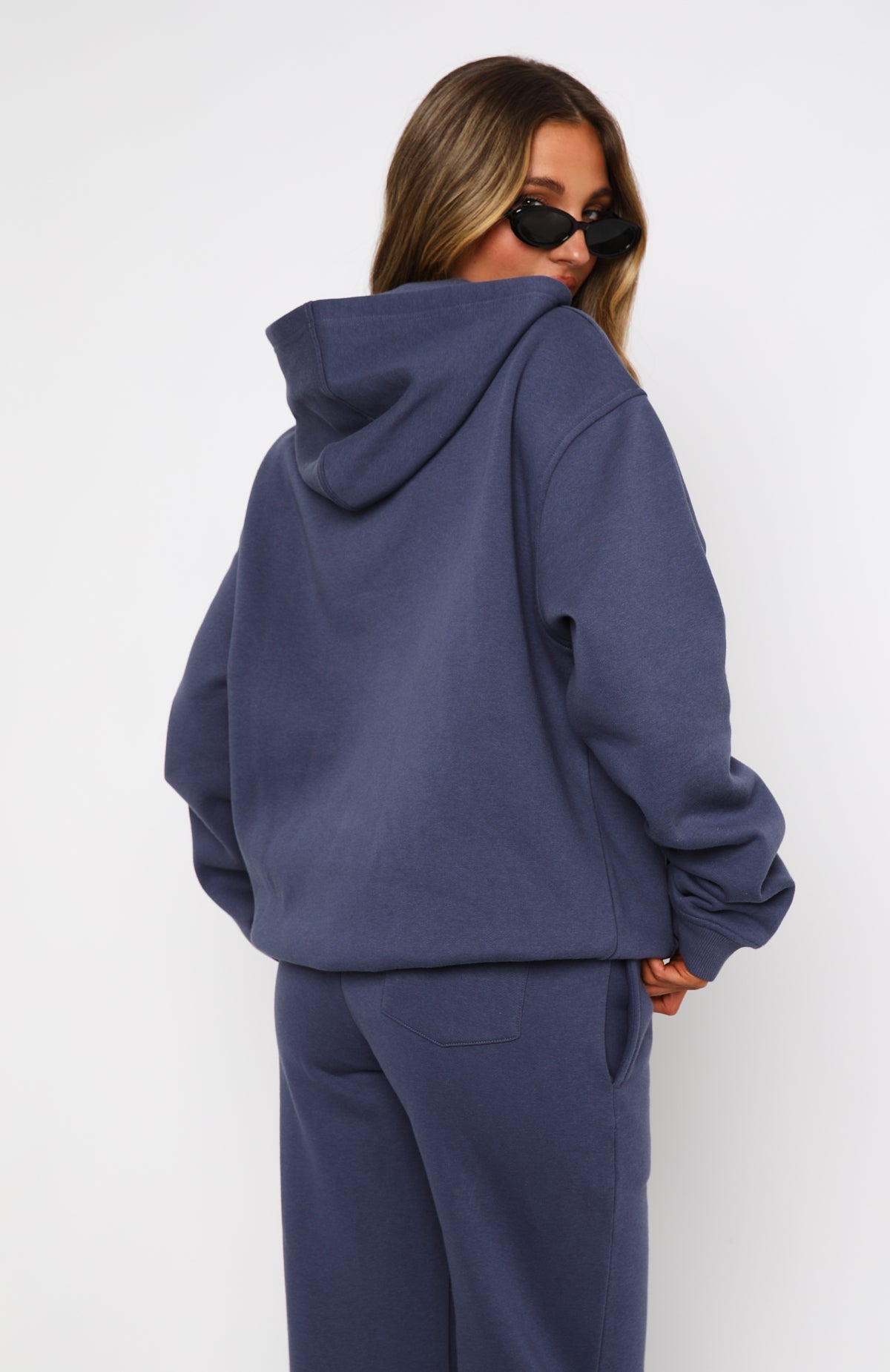 White Fox Match Your Words Oversized Hoodie Navy