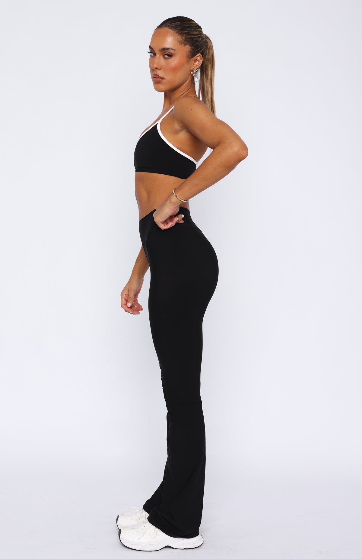 White Fox Stay Active Flare Leggings Black
