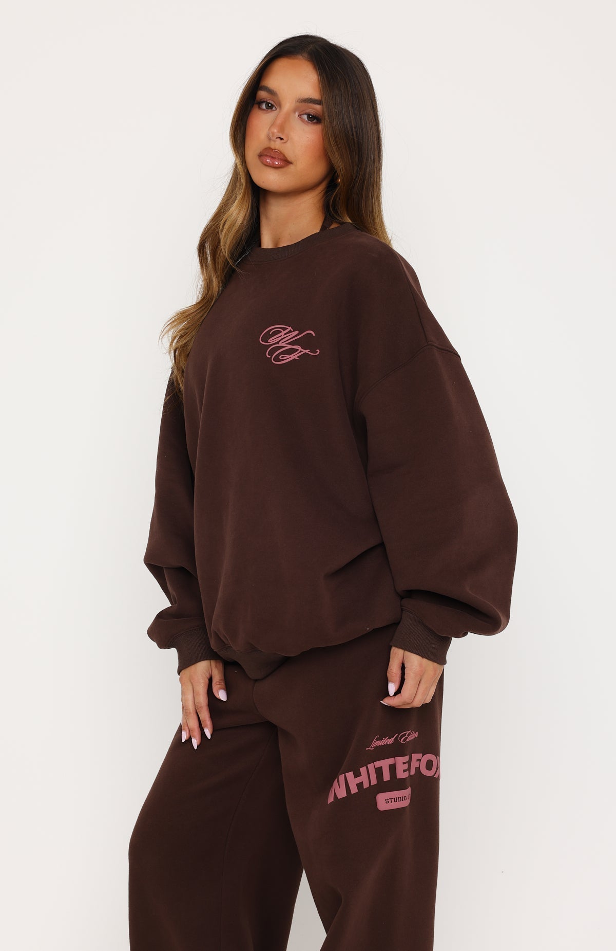 White Fox Studio 17 Raven Oversized Drop Shoulder Sweater Chocolate
