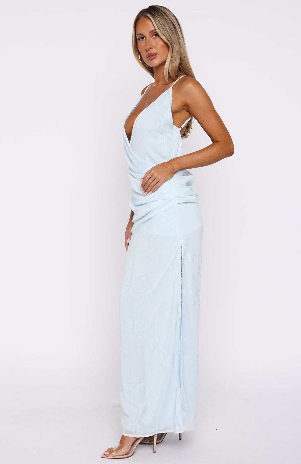 White Fox Soft But Sharp Maxi Dress Sky Blue