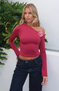 White Fox Said So Long Sleeve Top Berry