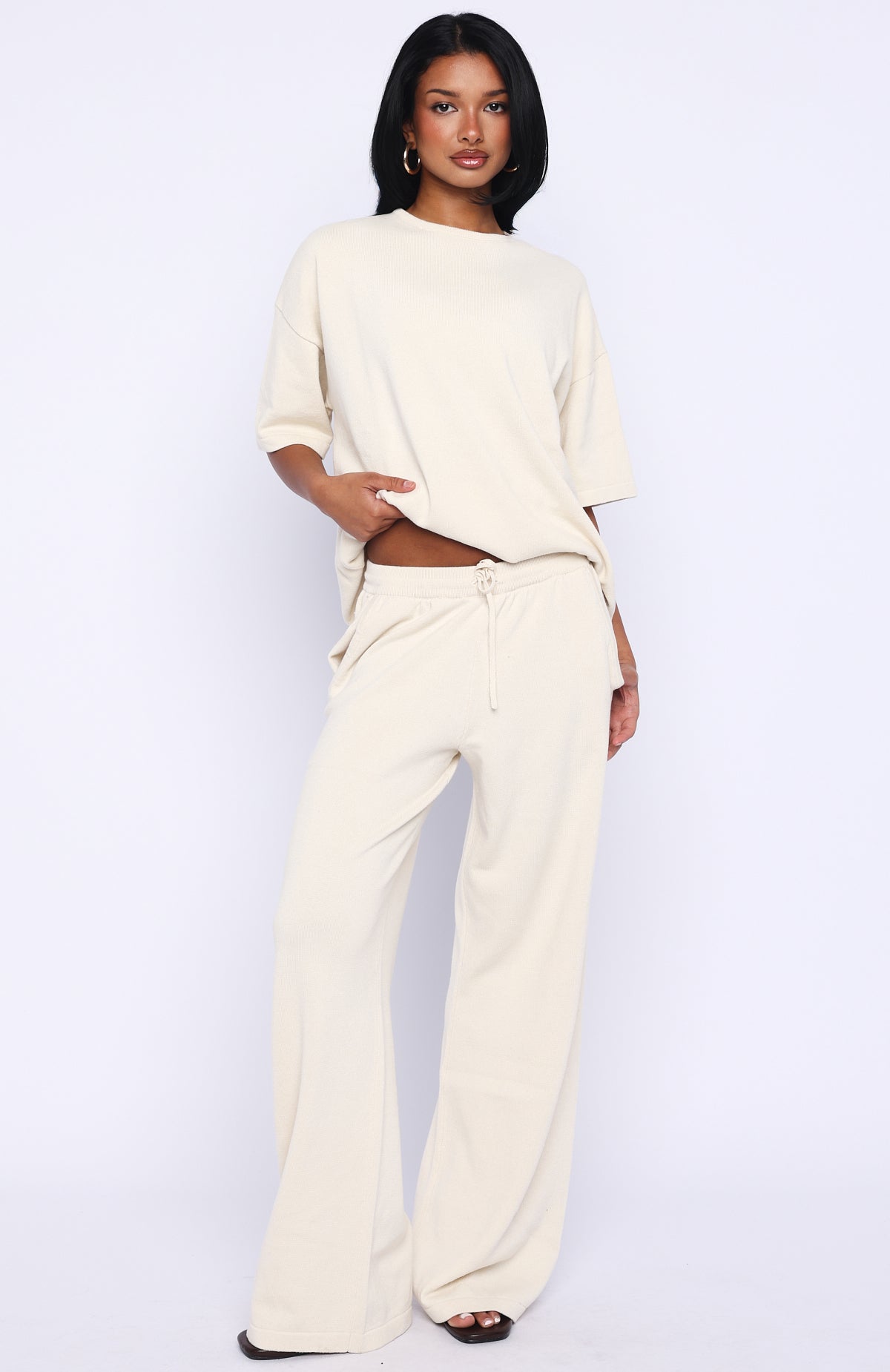 White Fox Rare Catch Knit Pants Cream