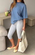 White Fox Touchdown Oversized Tee Blue/White Stripe