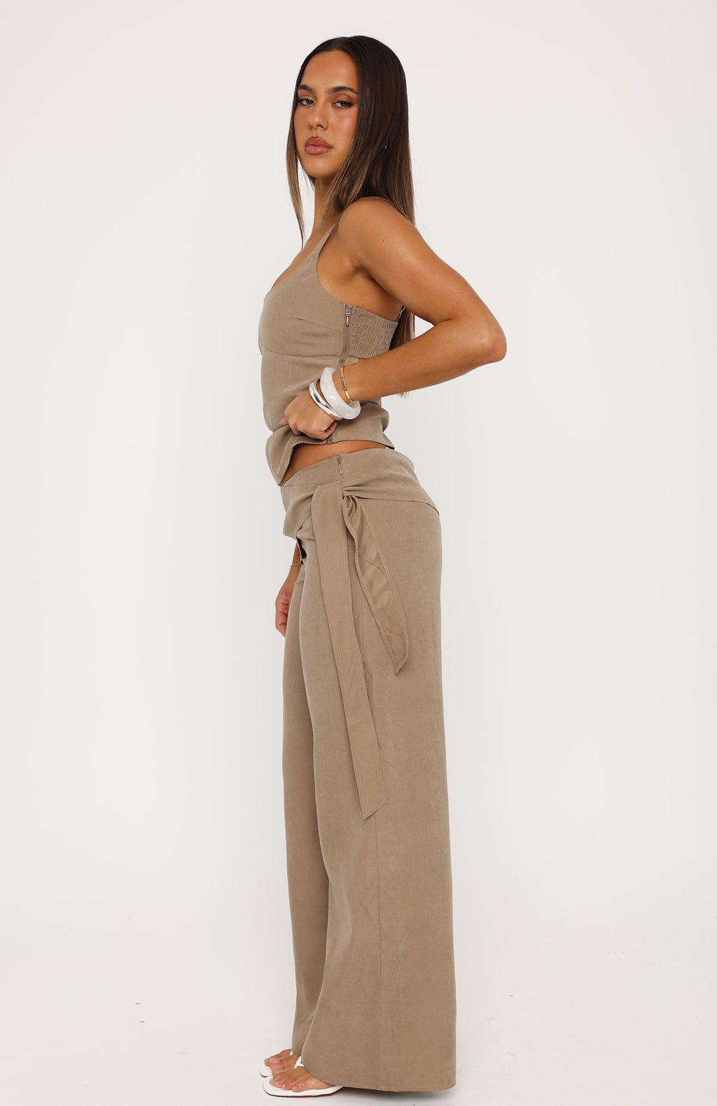 White Fox Belle Mood Pants Taupe