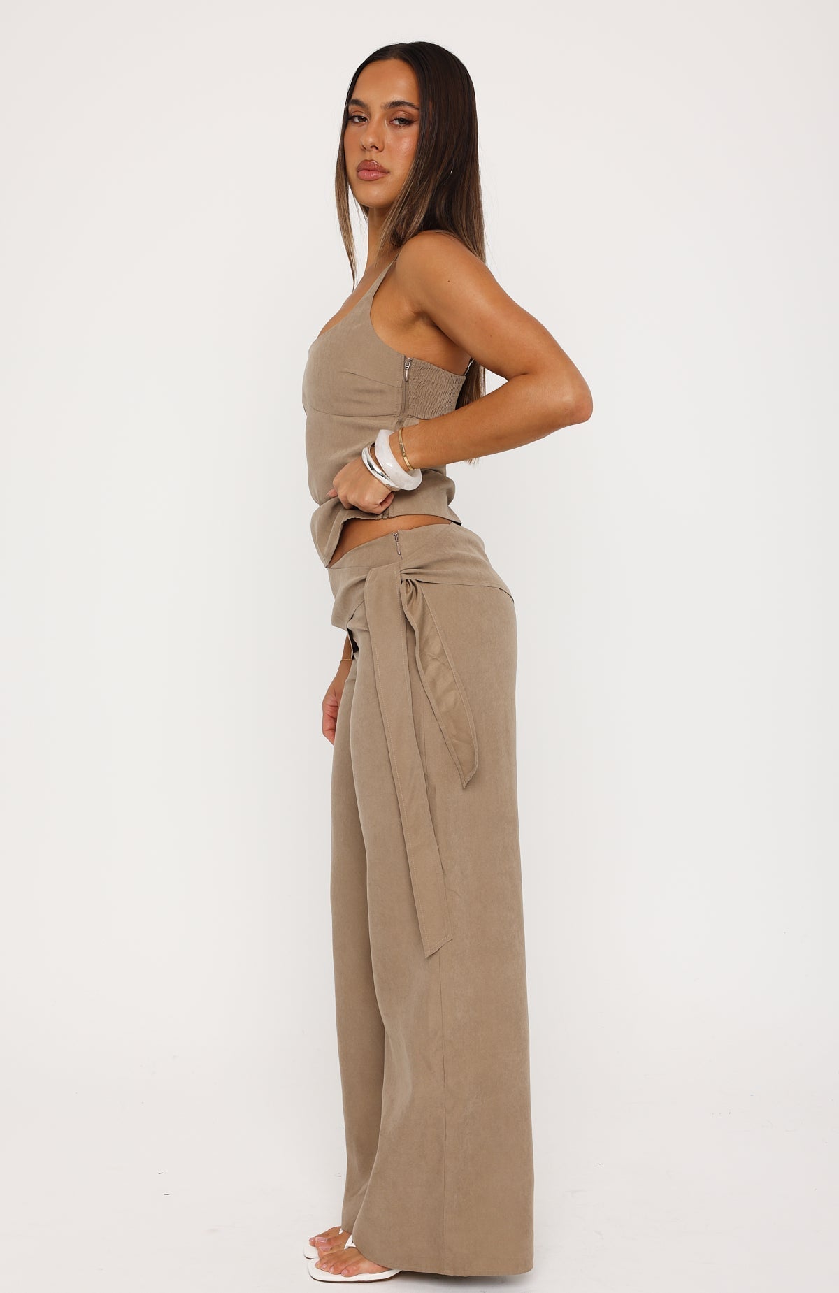 White Fox Belle Mood Pants Taupe