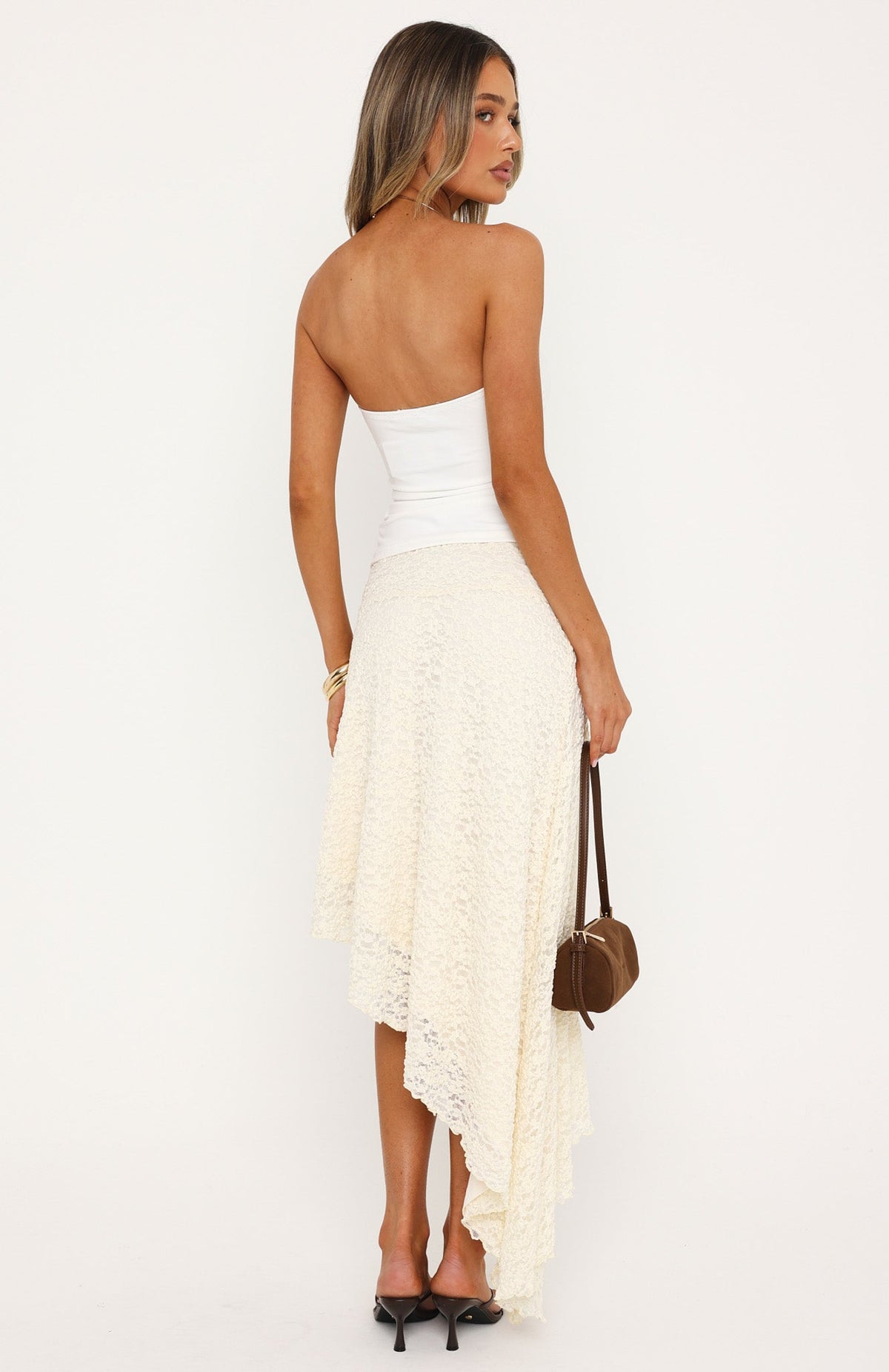 White Fox Blushed Baby Midi Skirt Cream