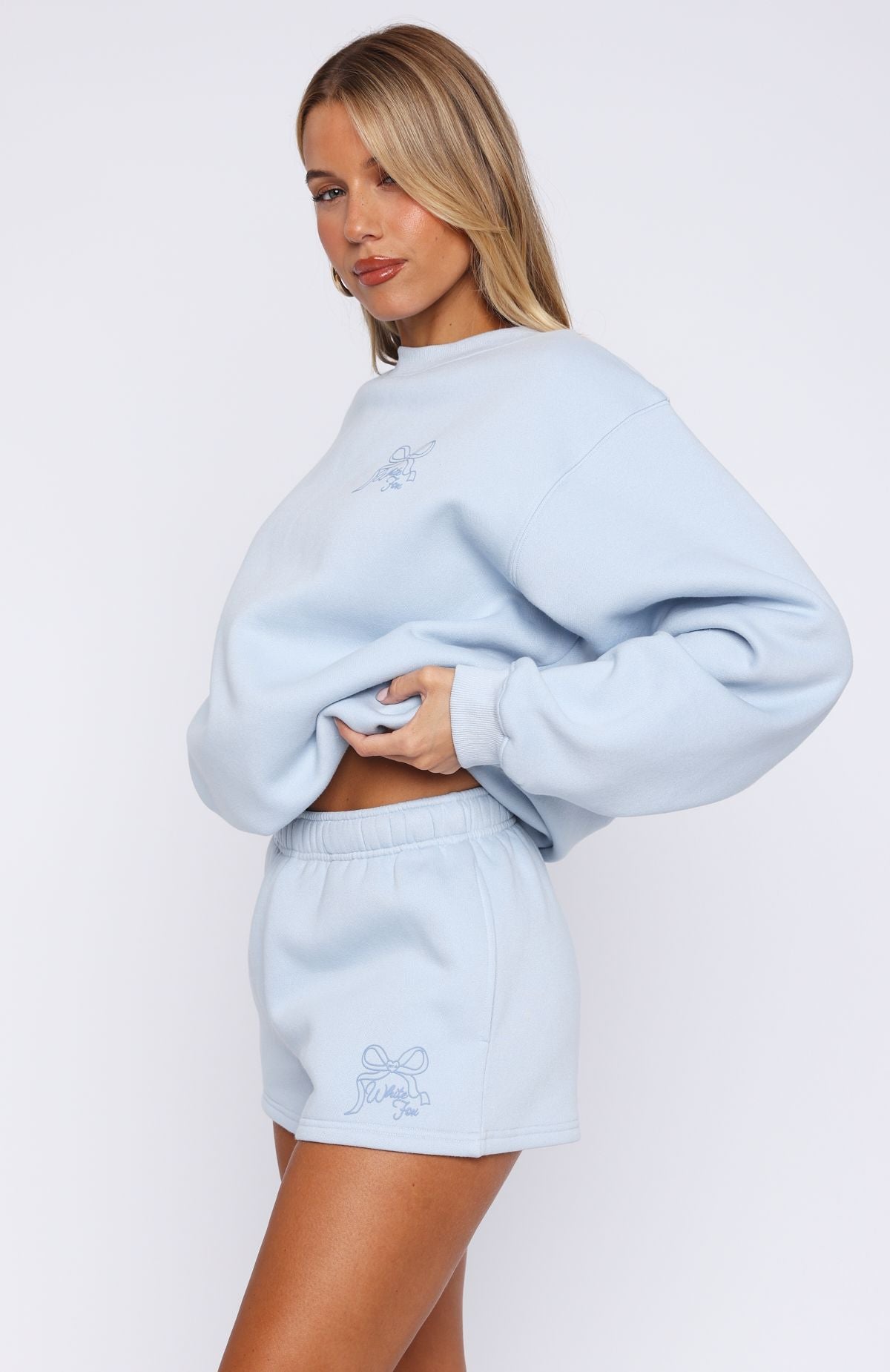 White Fox Love You Forever Lounge Shorts Baby Blue