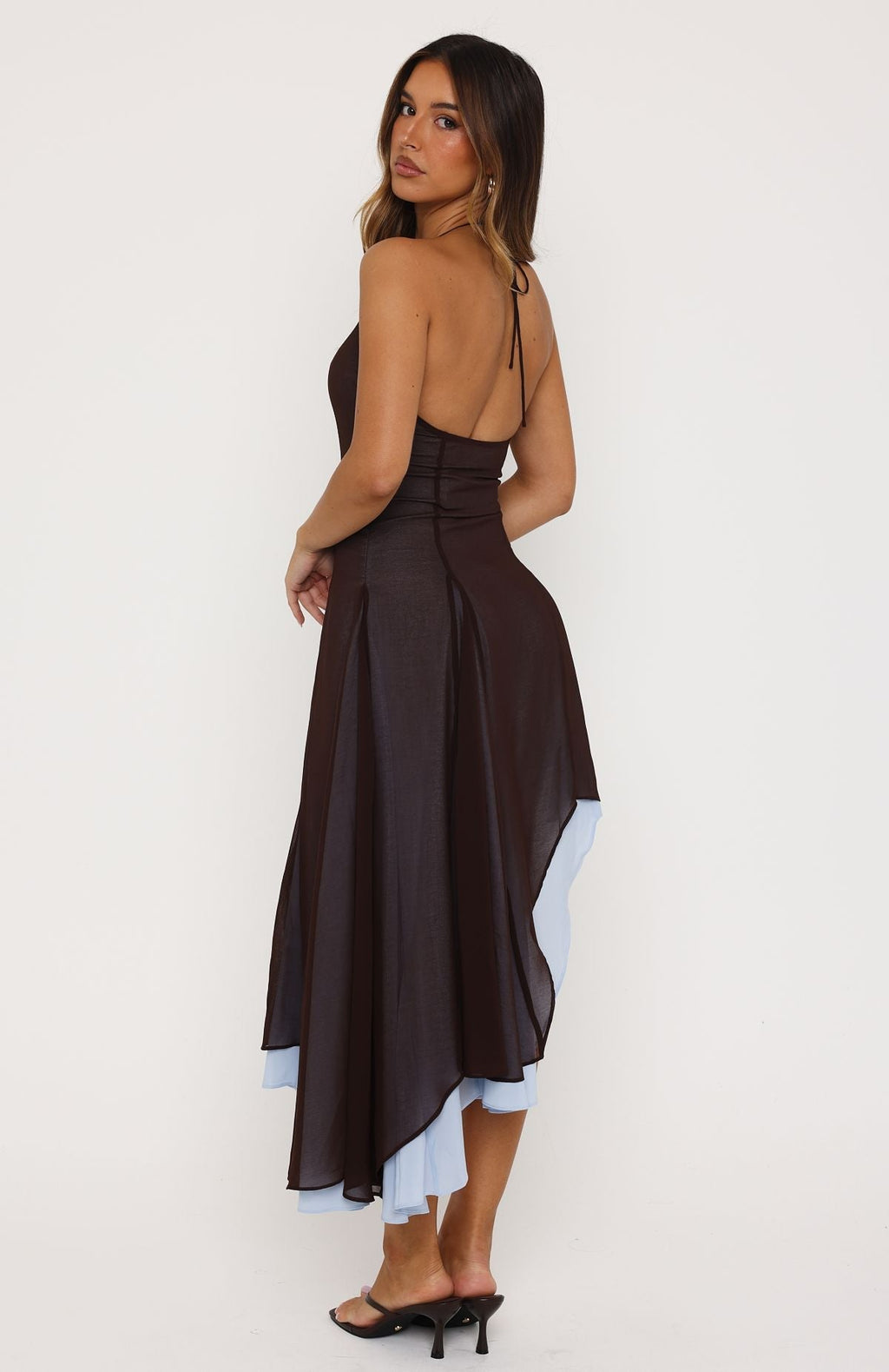 White Fox Dreaming About You Maxi Dress Chocolate/Baby Blue