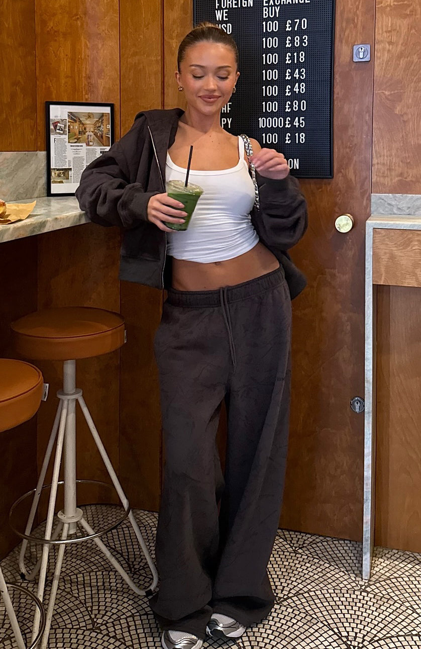 White Fox Hiding Away Wide Leg Sweatpants Dark Camo