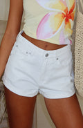 White Fox Missin' Something Denim Shorts White