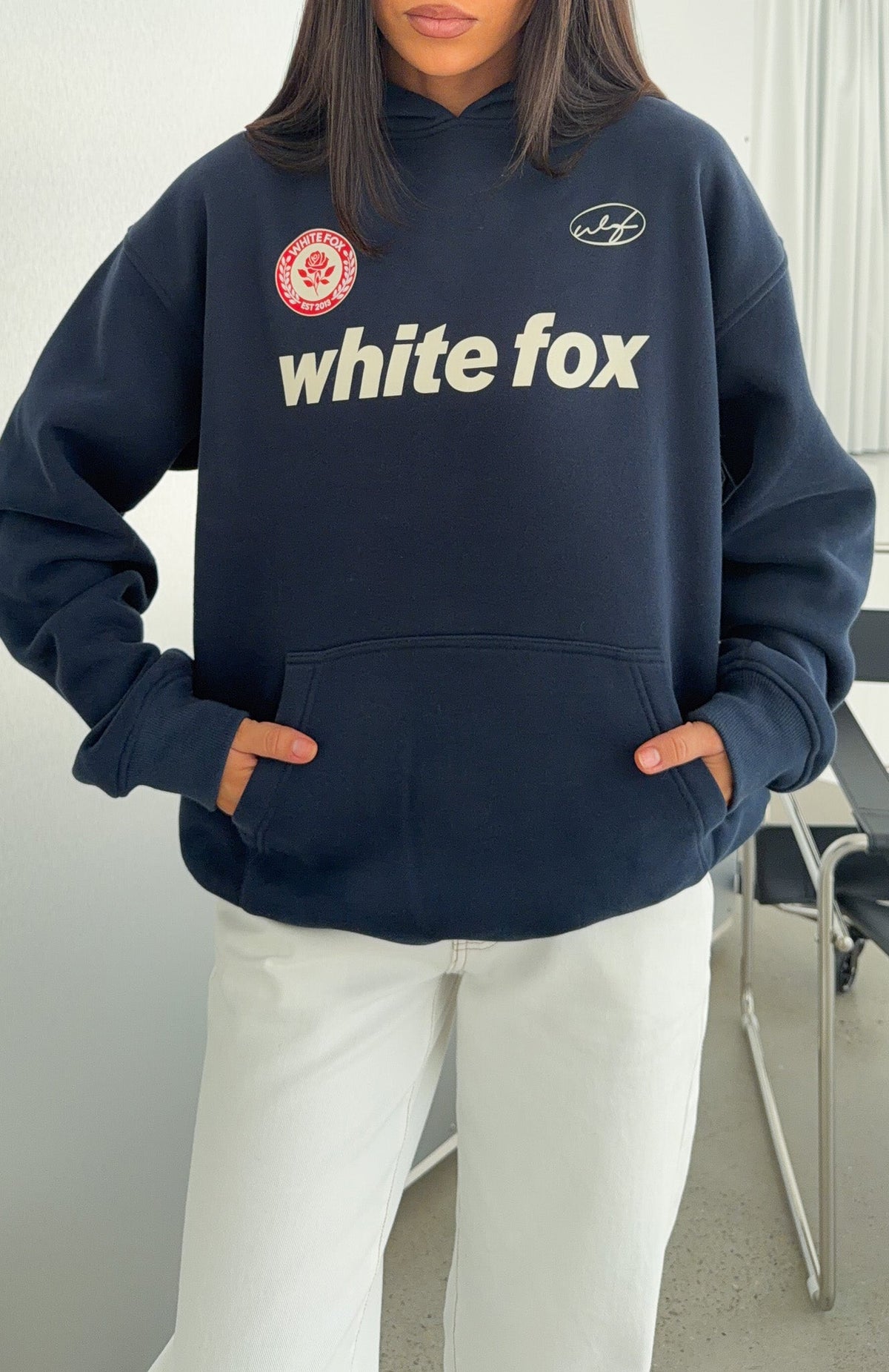 White Fox No Matter What Happens Oversized Hoodie Navy