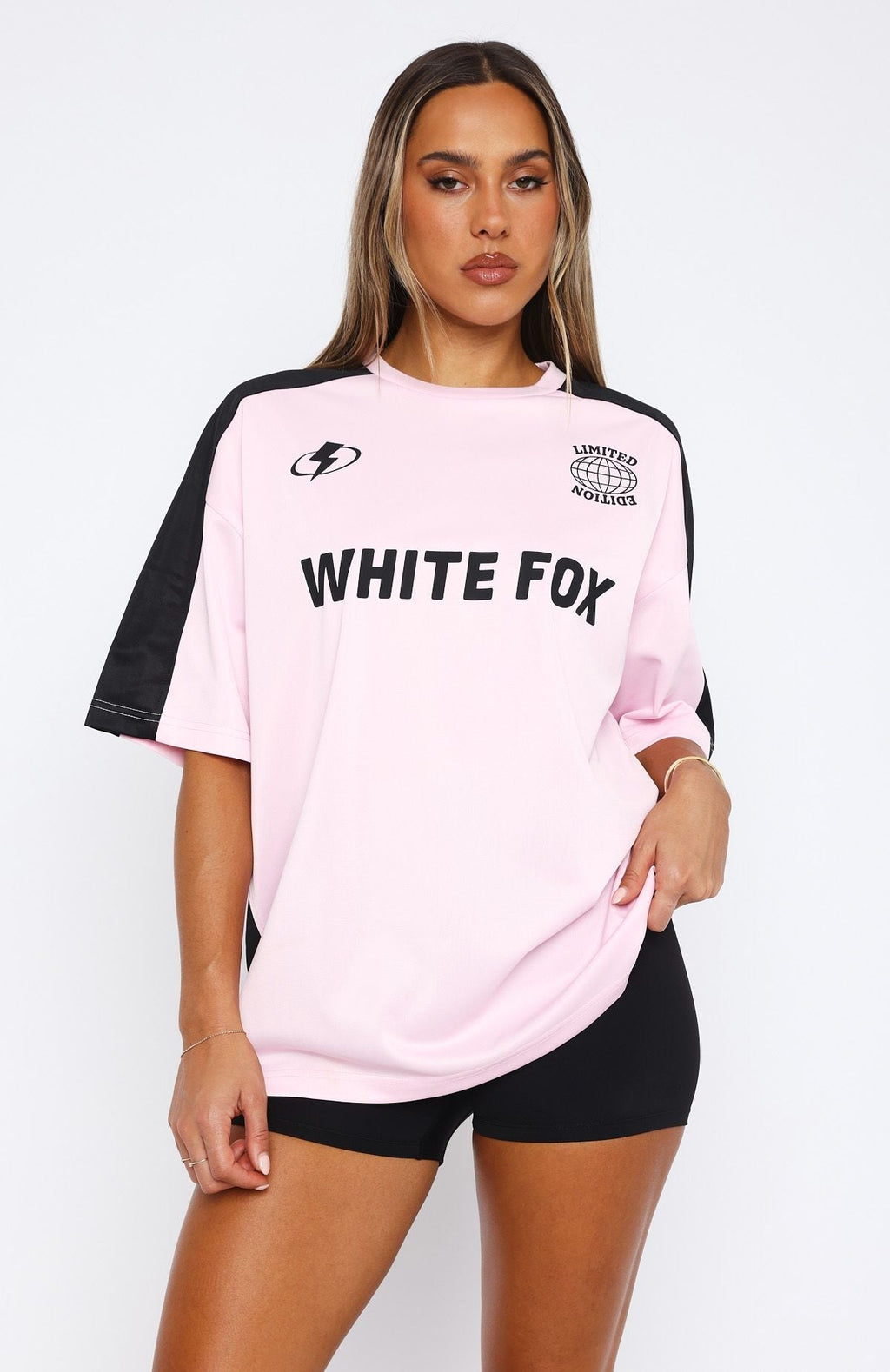 White Fox Checking Up On You Oversized Jersey Light Pink