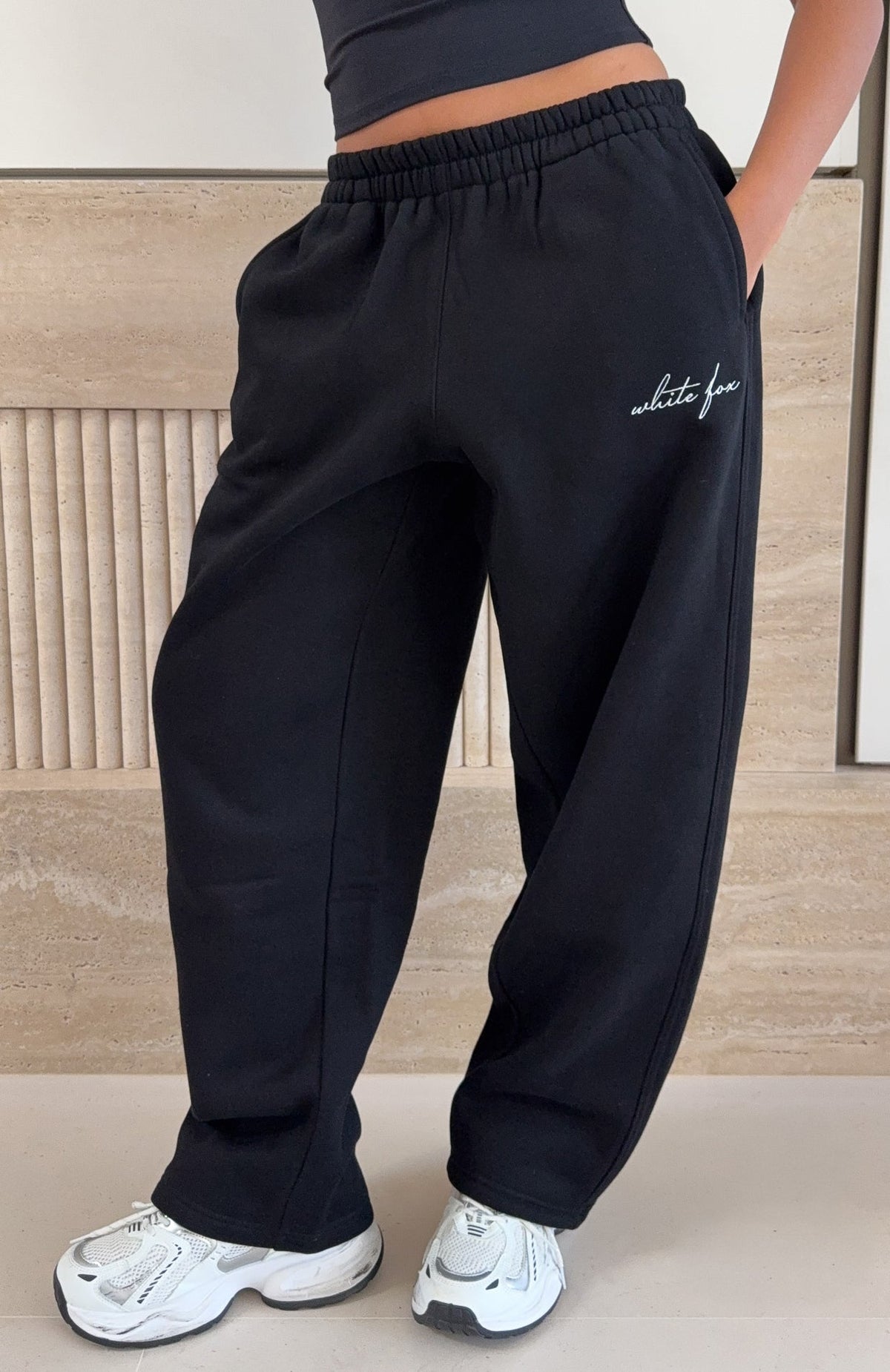 White Fox Know What You Want Barrel Leg Sweatpants Black