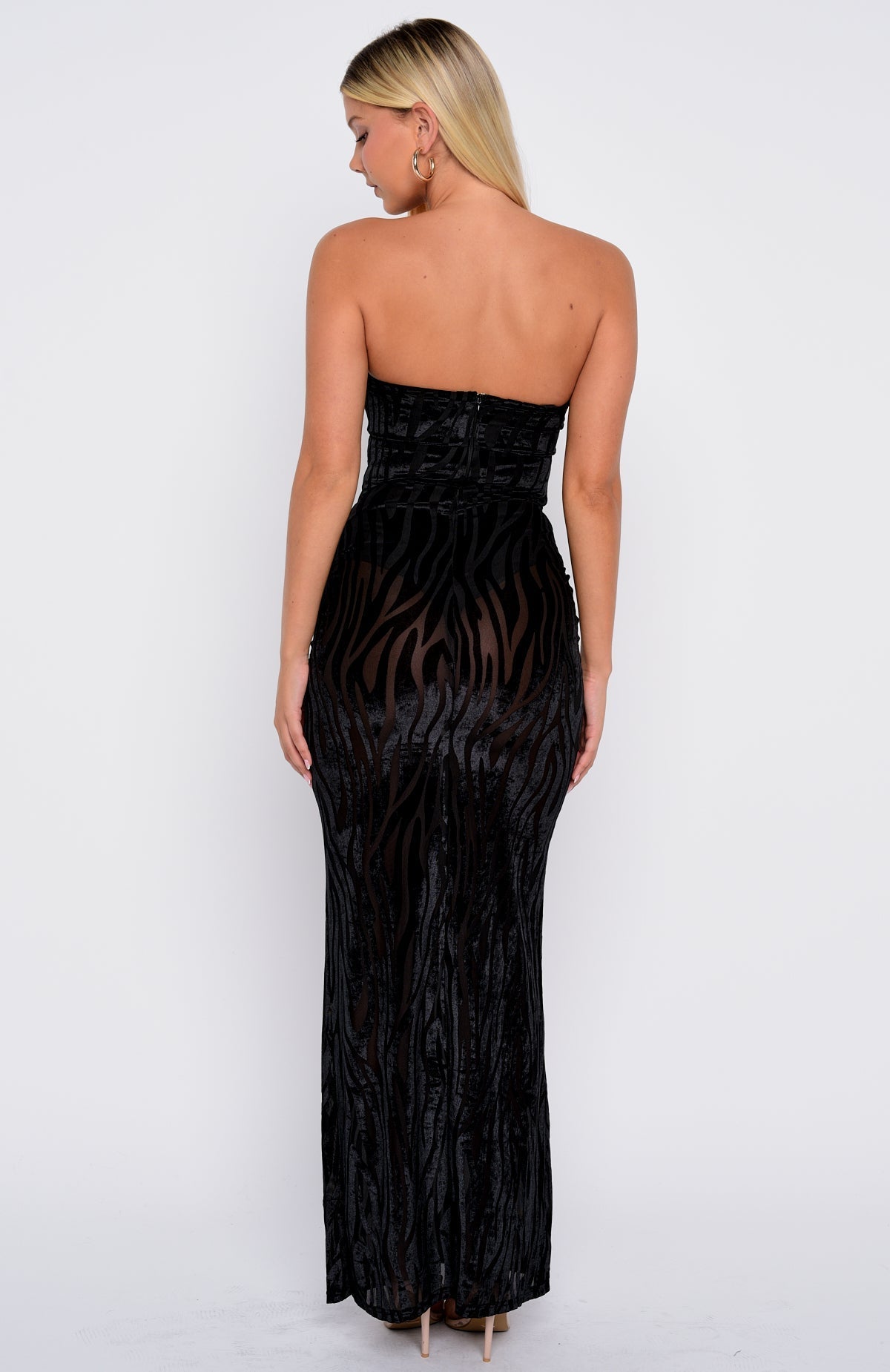 White Fox Running The Show Strapless Maxi Dress Black