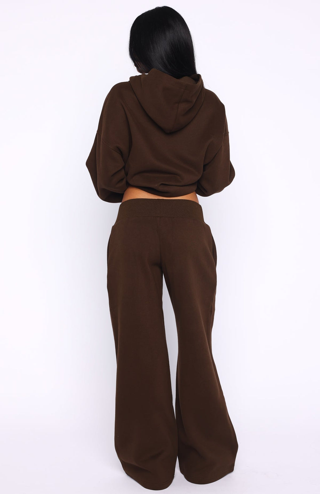 White Fox Come A Long Way Wide Leg Sweatpants Chocolate