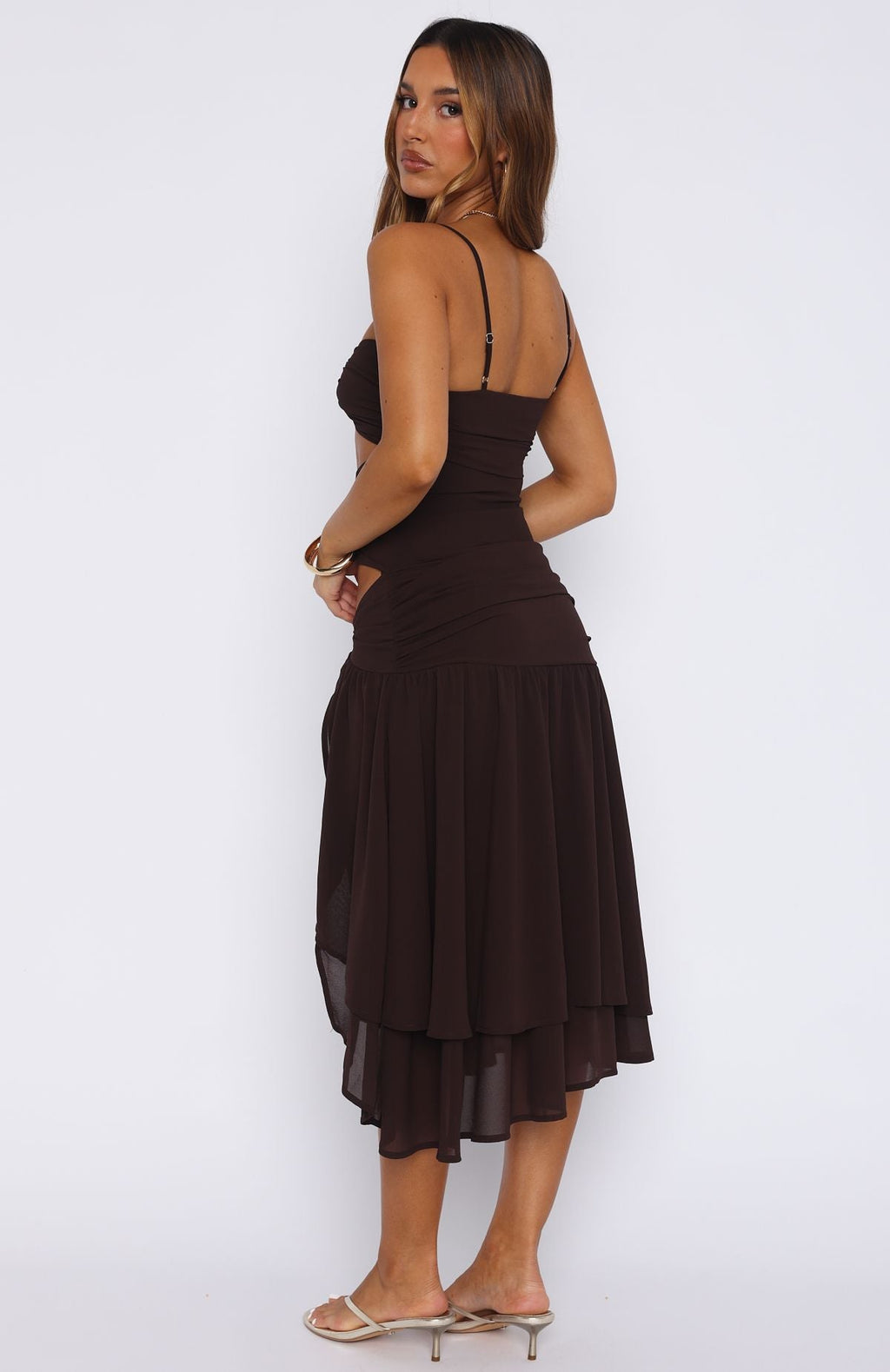 White Fox Dancing In Greece Midi Dress Chocolate