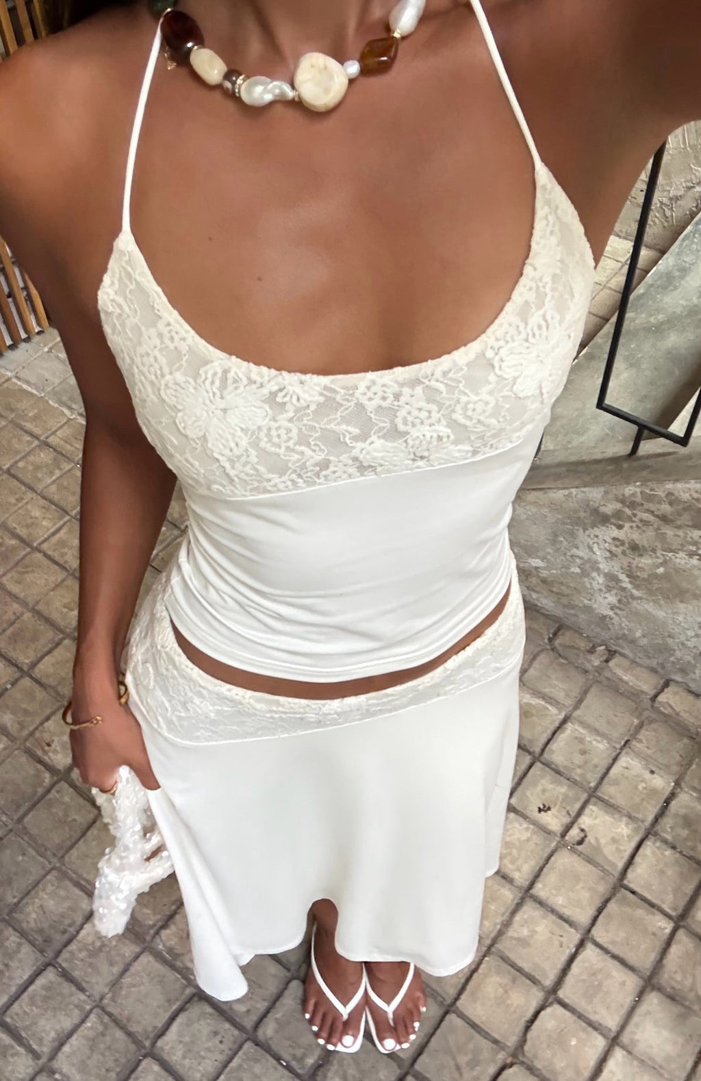 White Fox Cool Chaos Halter Top Off White