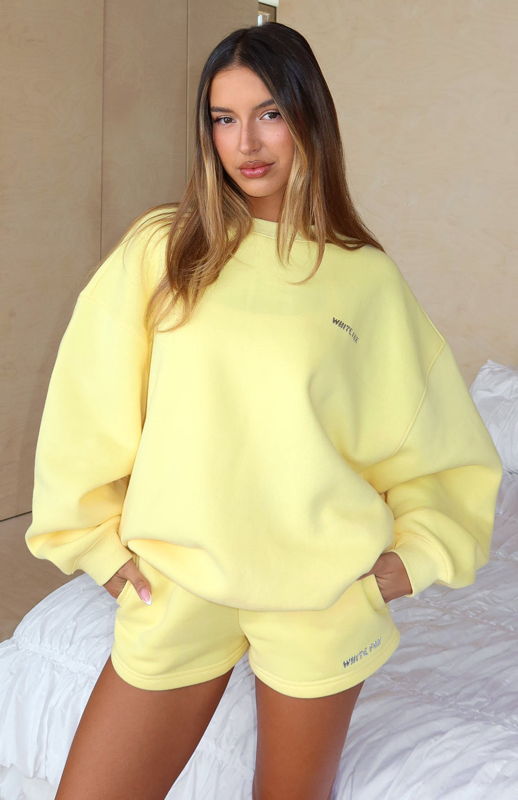 White Fox Test Drive Oversized Sweater Lemon
