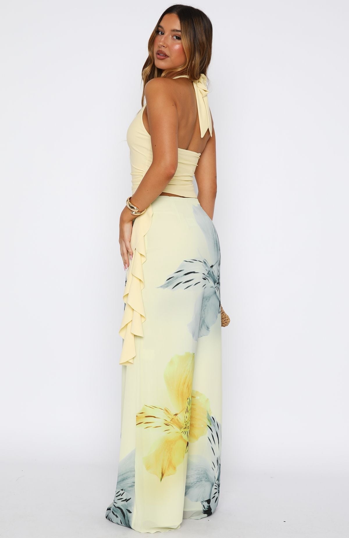 White Fox Our Love Maxi Skirt Lemon Blossom